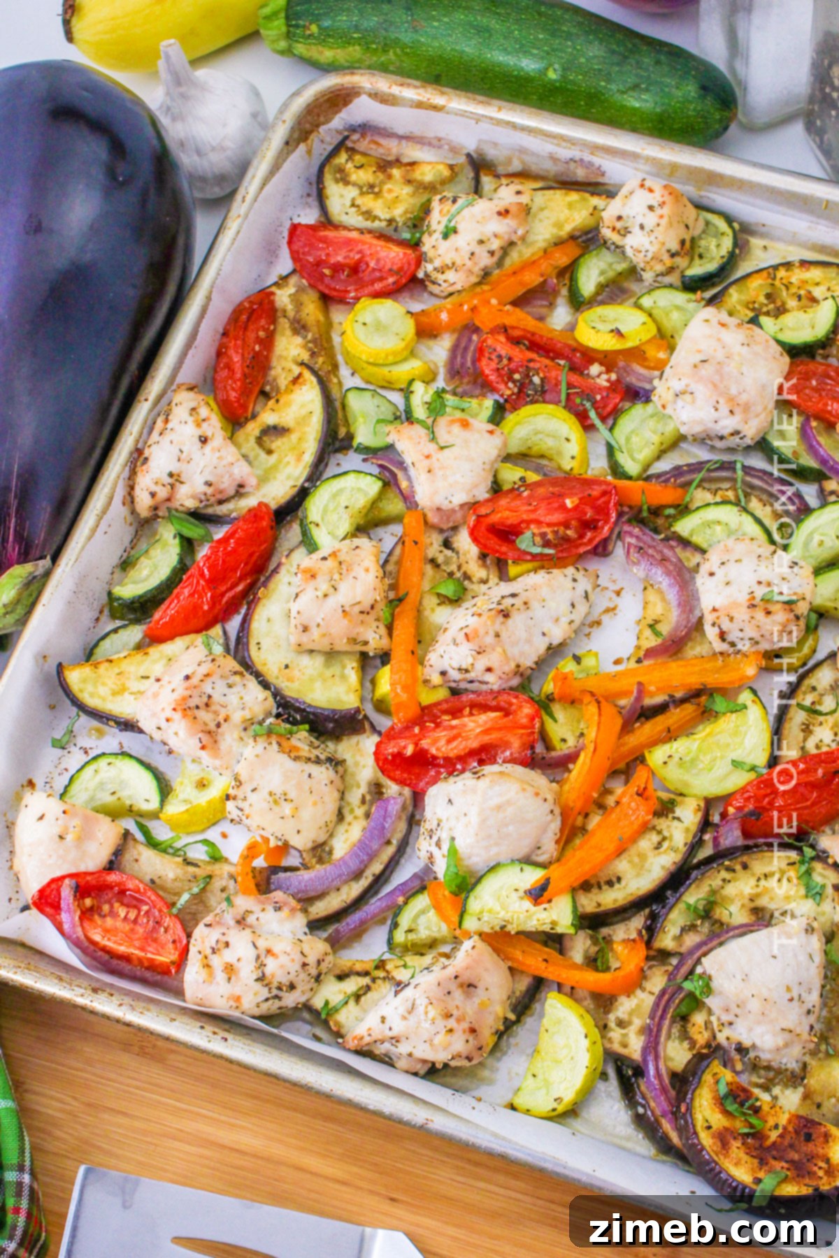 Served Sheet Pan Chicken Ratatouille for dinner