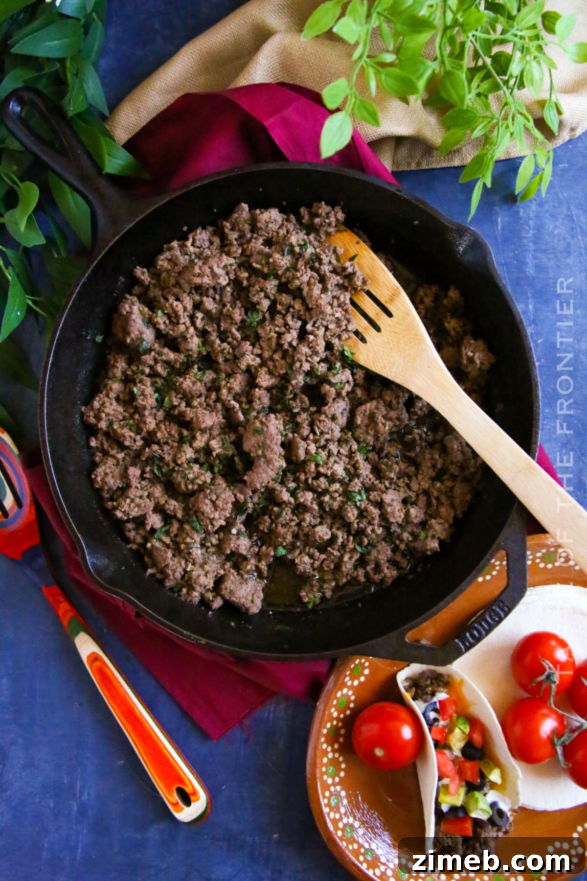Flavorful Taco Filling 3 Taco Meat simmering in a skillet, showcasing its rich, inviting color.