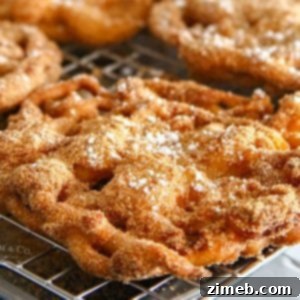 Churro funnel cake dusted with cinnamon sugar