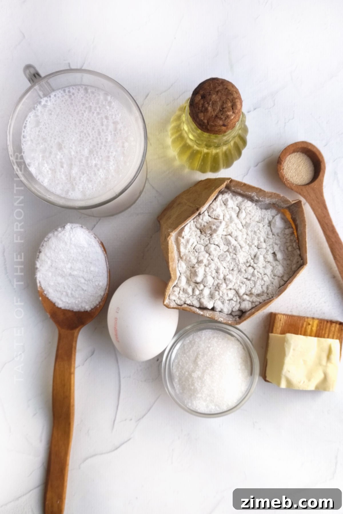 Fluffy New Orleans Beignets 4 Beignets ingredients laid out