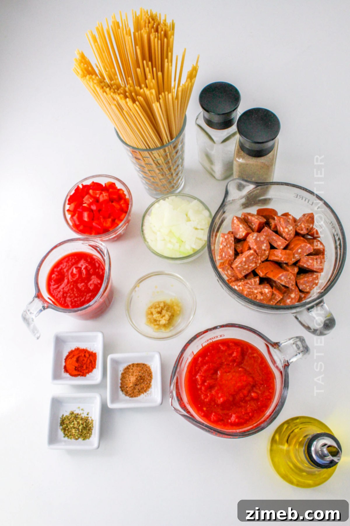 Smoky Cajun Sausage Pasta 4 Cajun Sausage Spaghetti ingredients