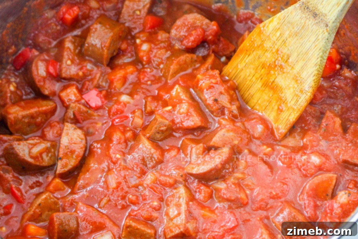 Smoky Cajun Sausage Pasta 7 making the spicy sauce