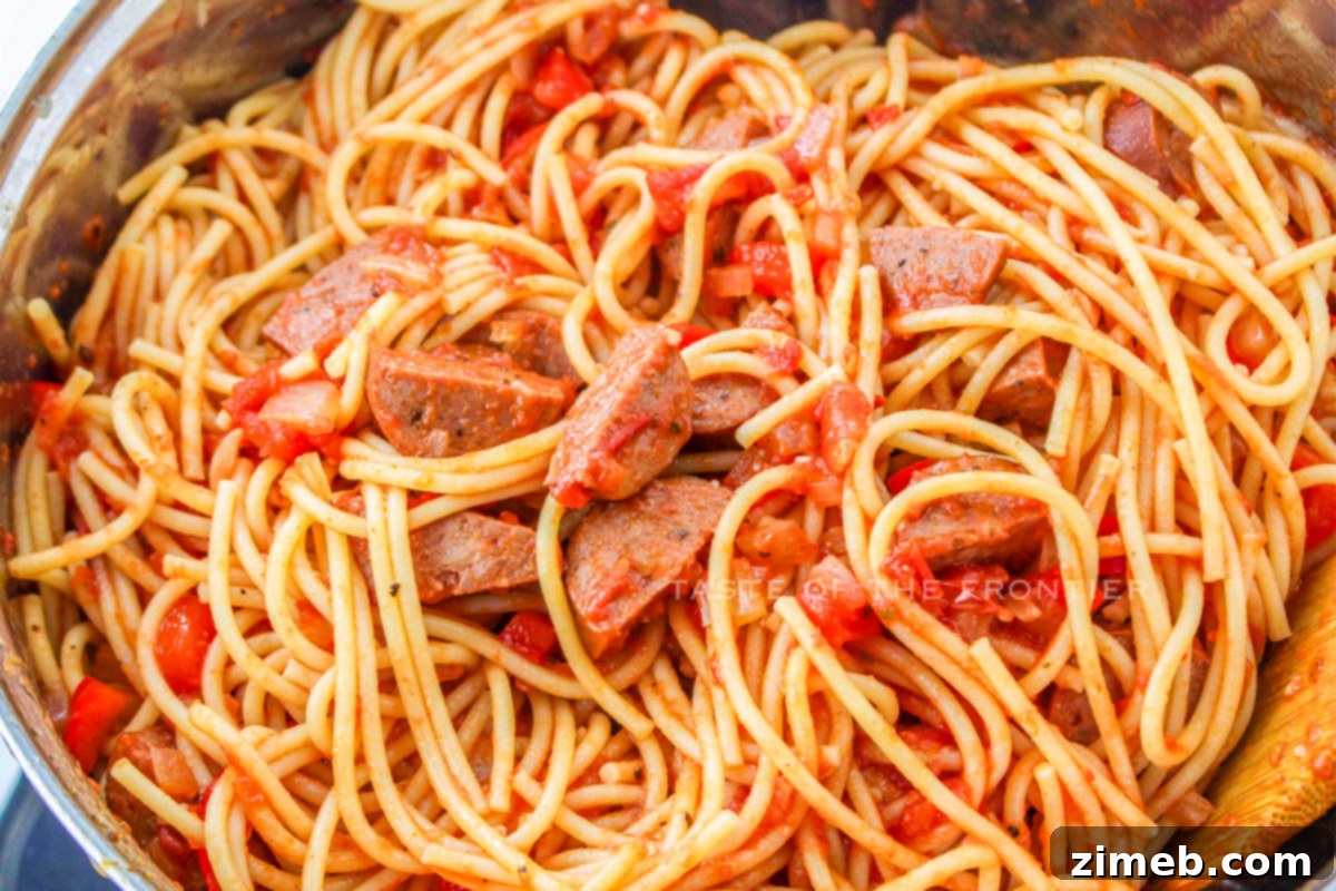 Smoky Cajun Sausage Pasta 8 how to make Cajun Sausage Spaghetti