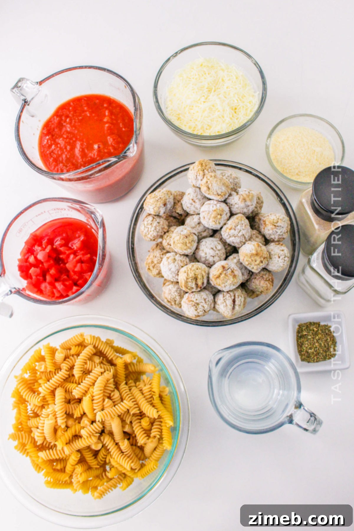 Dump and Bake Meatball Casserole ingredients