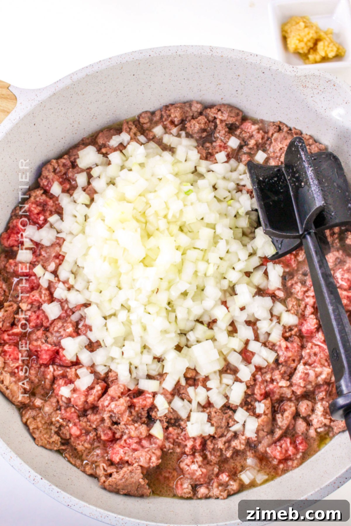 Crispy Tater Tot Shepherd Pie 5 browning the beef and onions