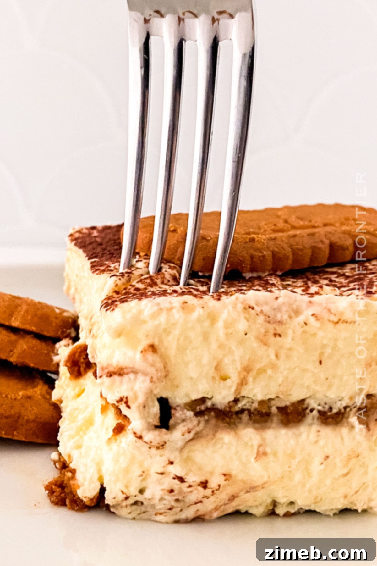 Spiced Biscoff Tiramisu 2 Decadent Biscoff Tiramisu dessert with creamy layers in a baking dish
