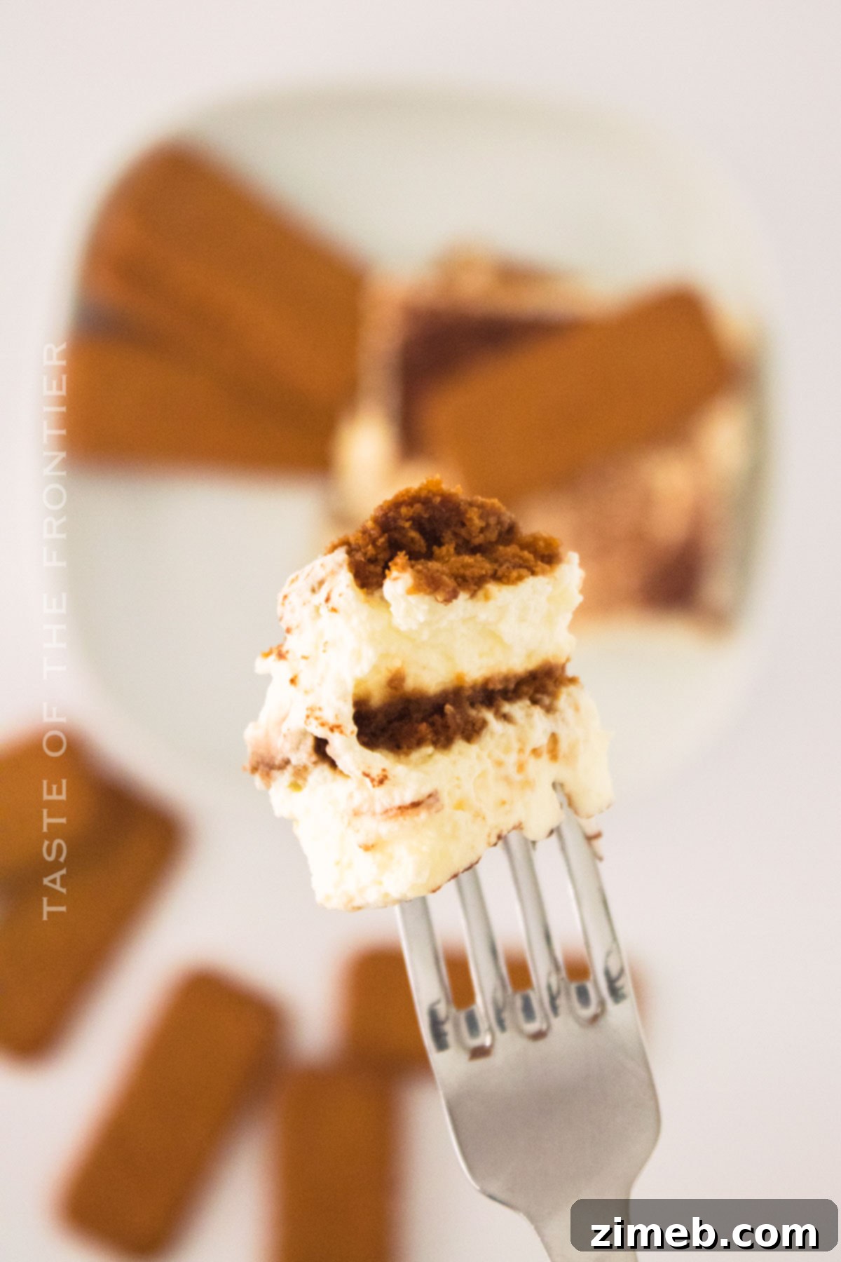 Spiced Biscoff Tiramisu 14 A bite of Biscoff Tiramisu on a spoon