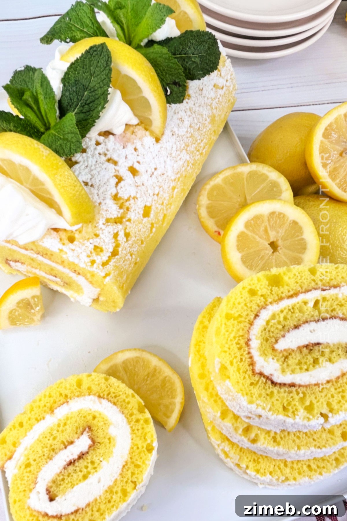 Lemon Roll Cake 7 Fresh lemon dessert slice