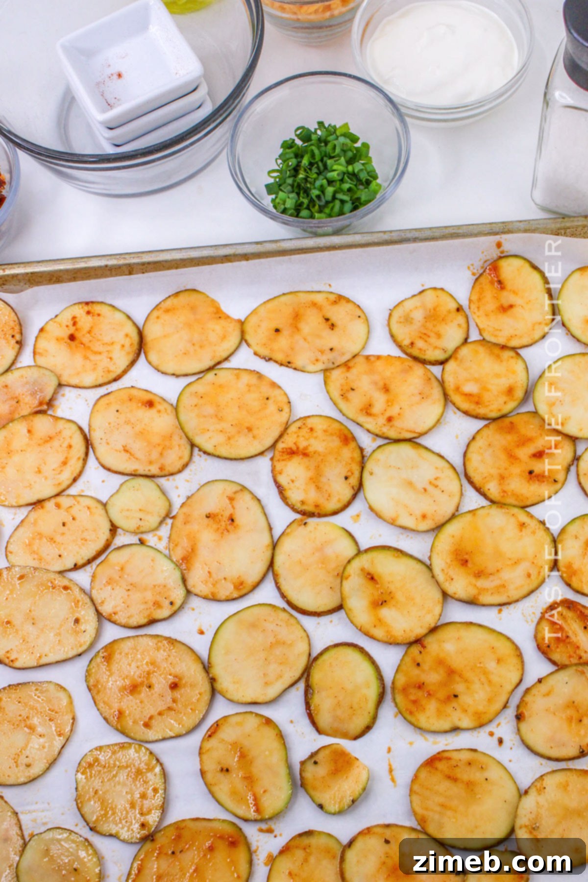 baking the potato slices