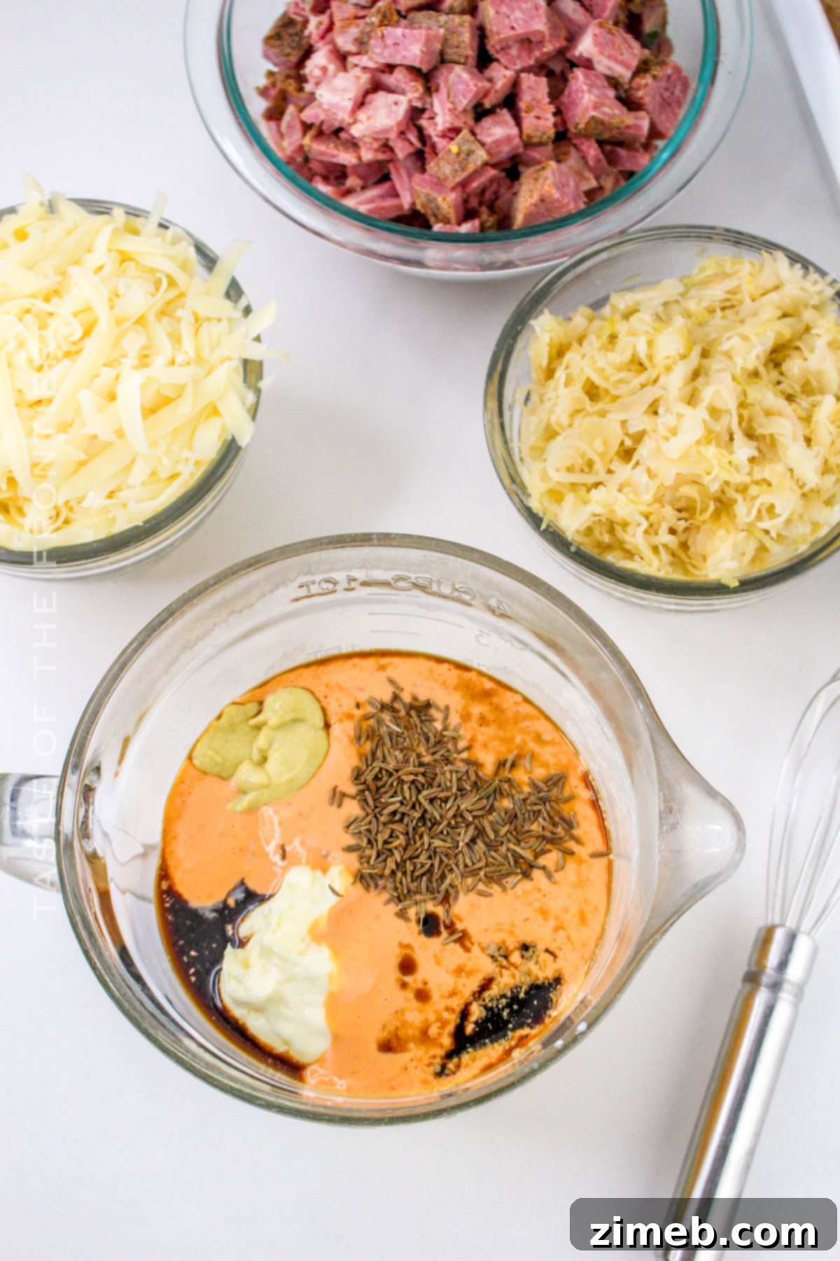 Making the Russian Sauce for Reuben Casserole - A delicious blend of dressings and spices.