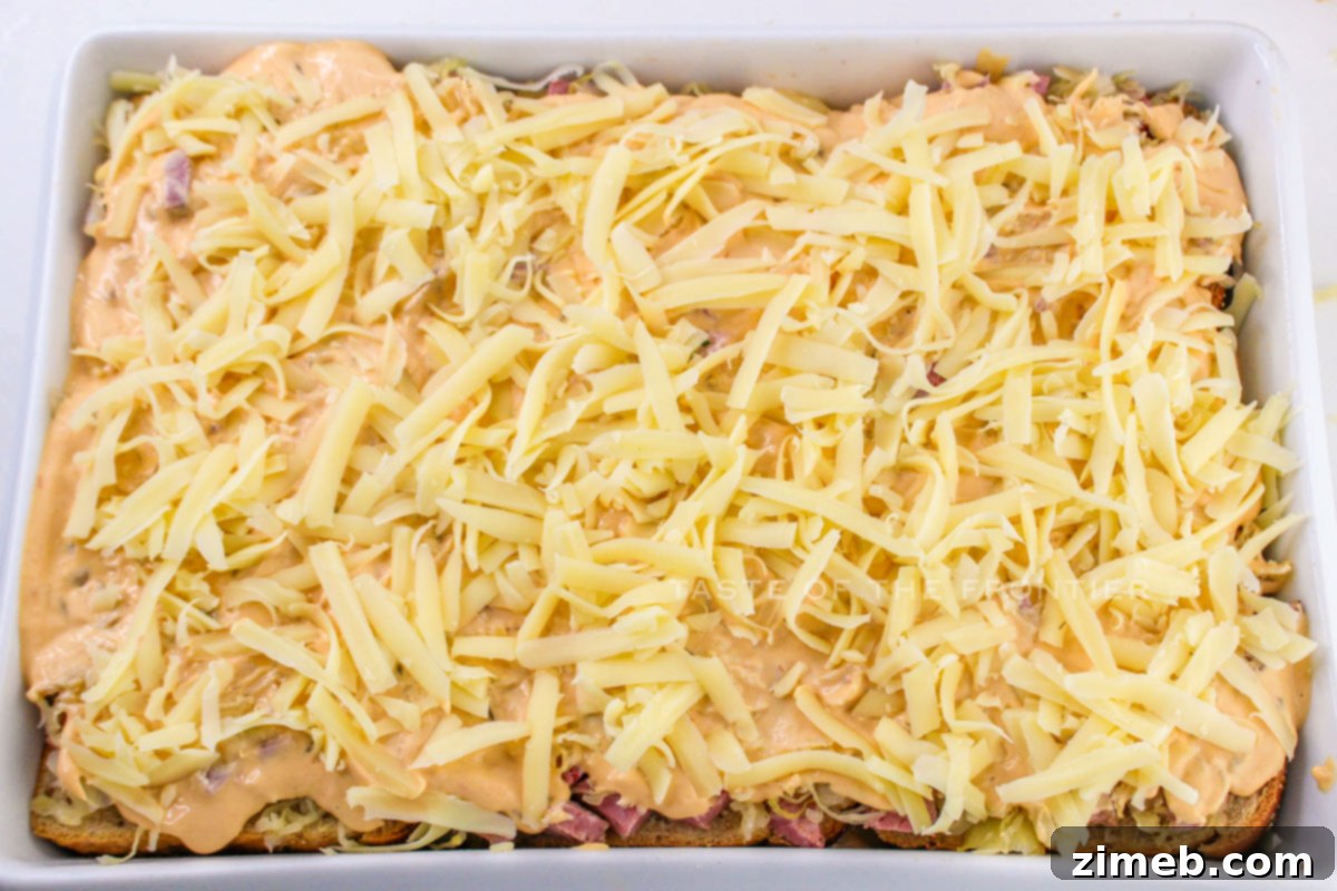 How to Make Reuben Casserole - A visual guide to the simple layering process for this delicious dish.