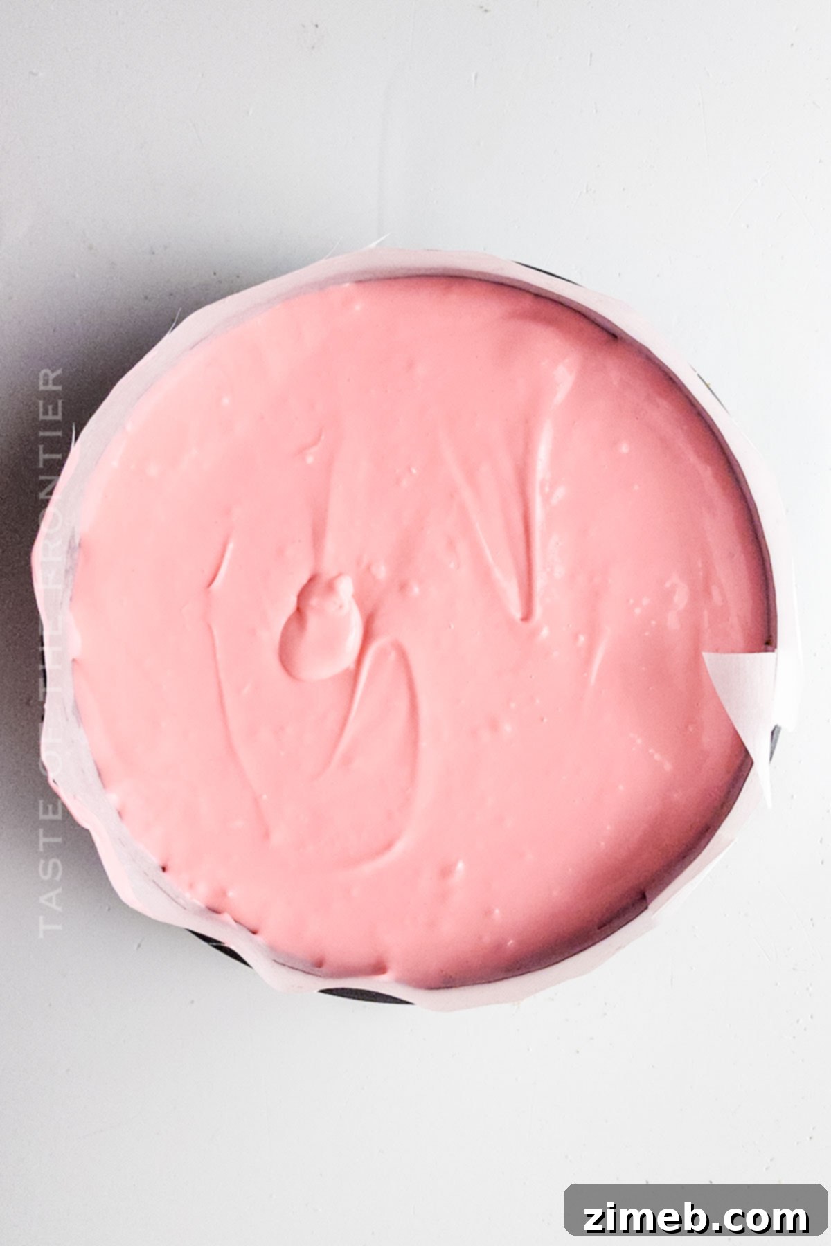 Luscious White Chocolate Strawberry Cheesecake 6 ready to bake