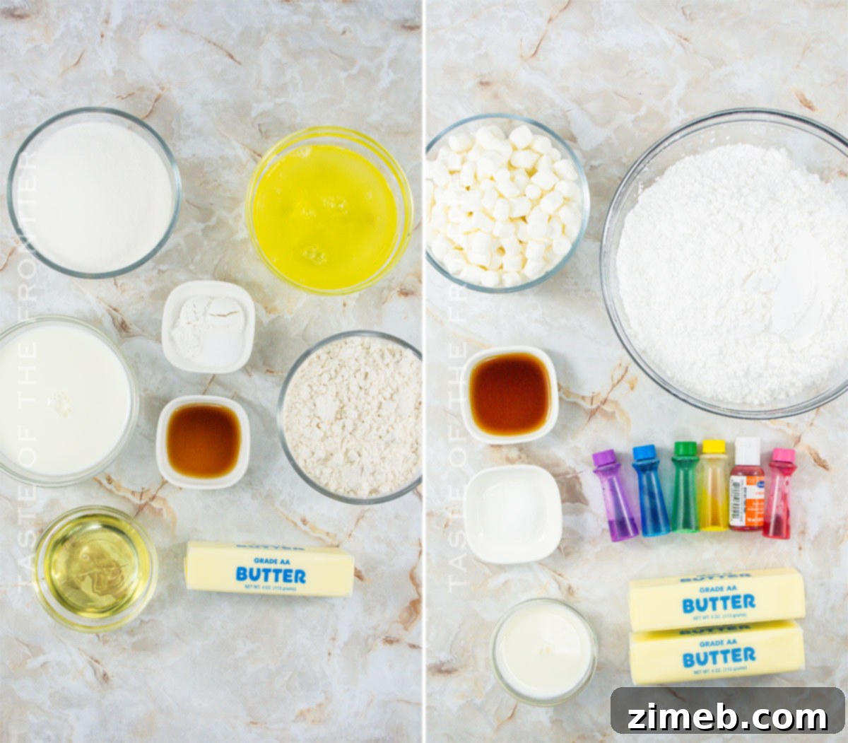 Rainbow Cupcake ingredients