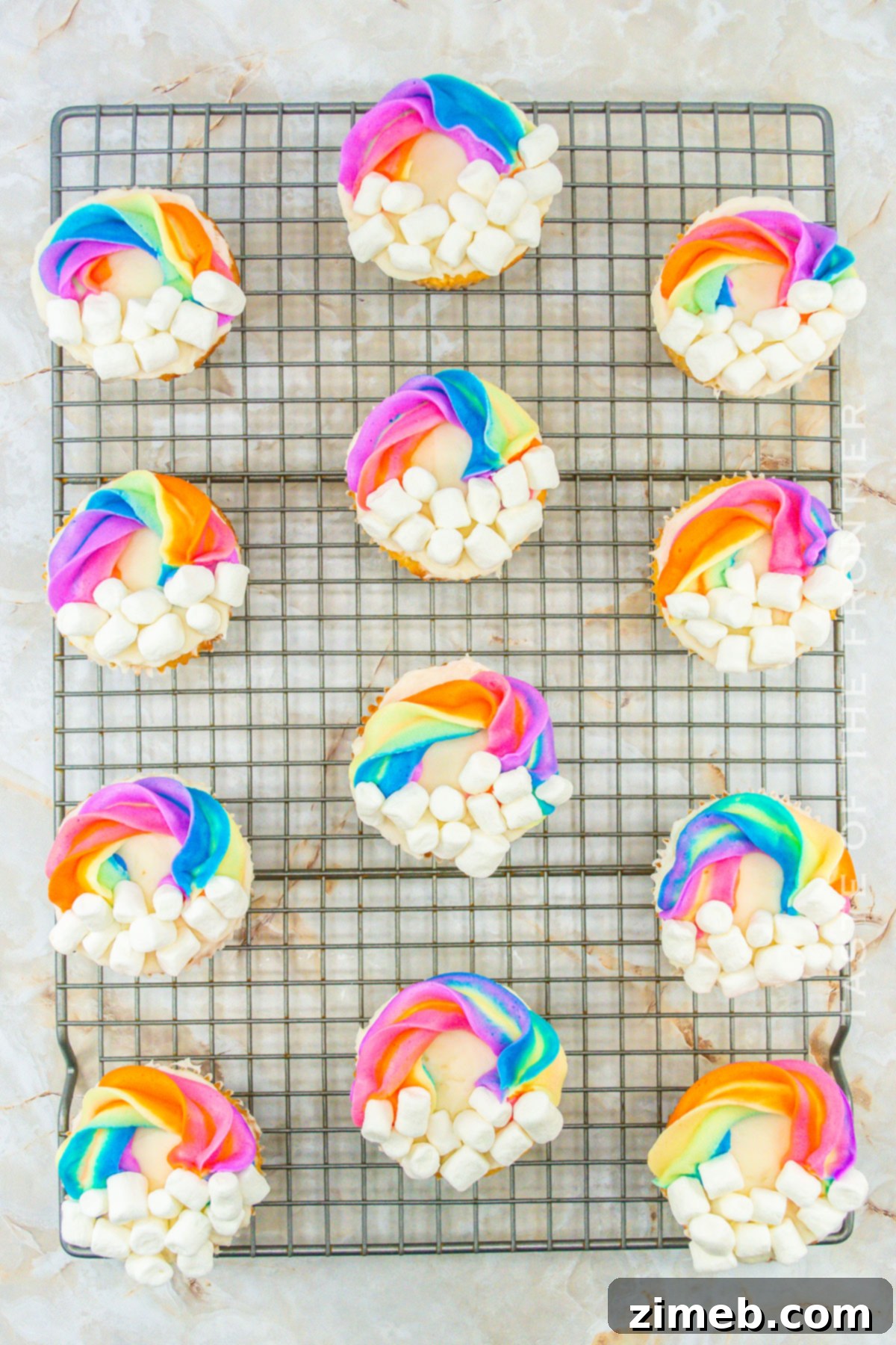 colorful decorated cupcakes with marshmallows