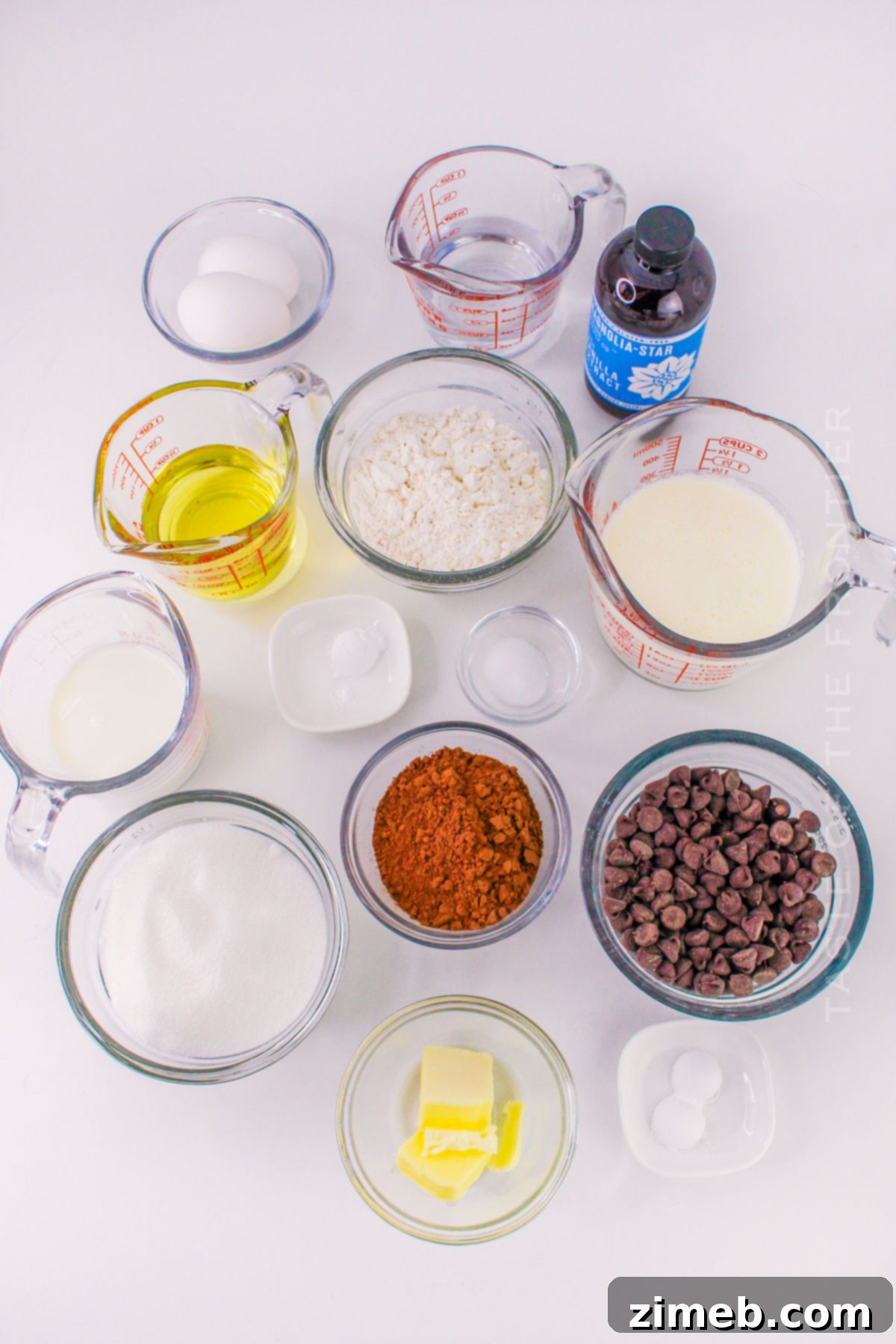 Ingredients for a rich Chocolate Fudge Cake