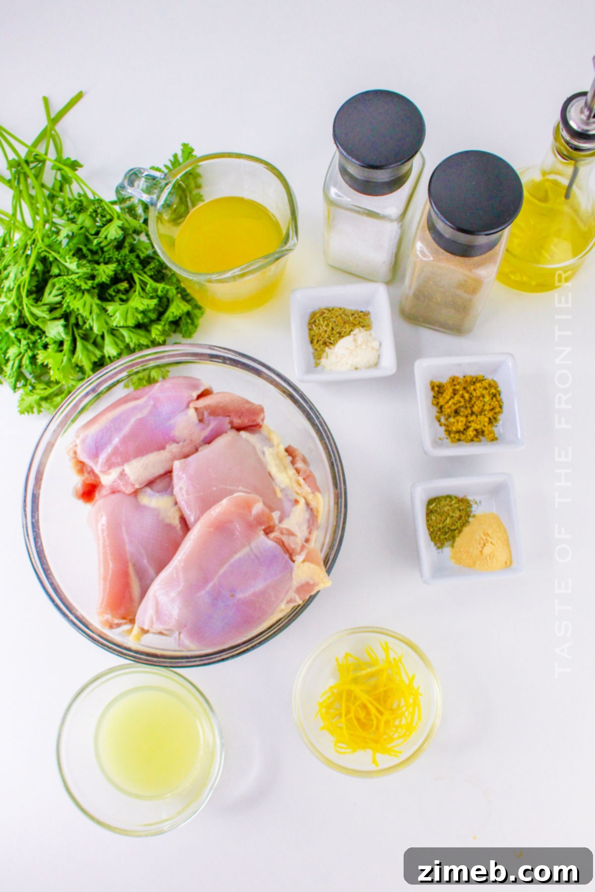 Crock Pot Lemon Pepper Chicken 4 Ingredients laid out for Lemon Pepper Chicken Crock Pot recipe