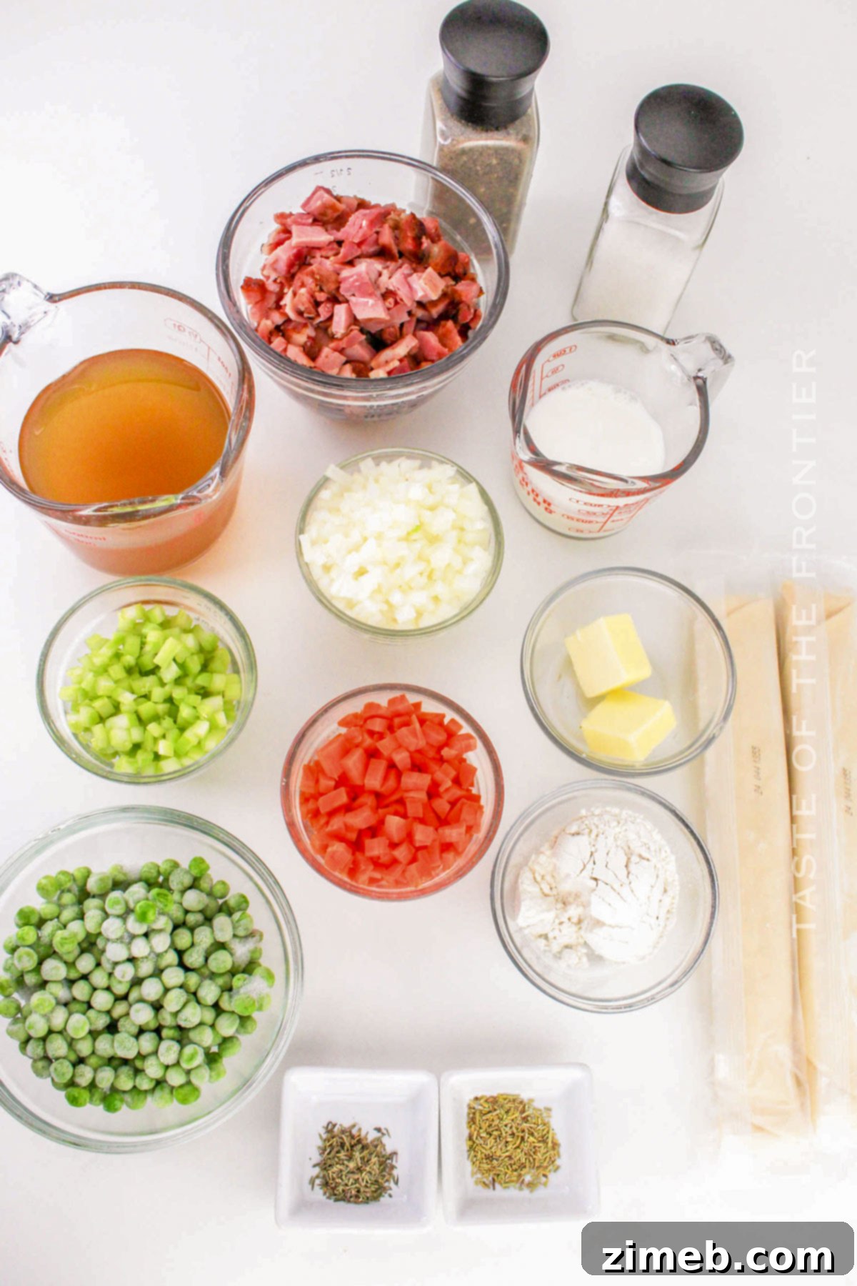 Ham Pot Pie ingredients ready to be cooked