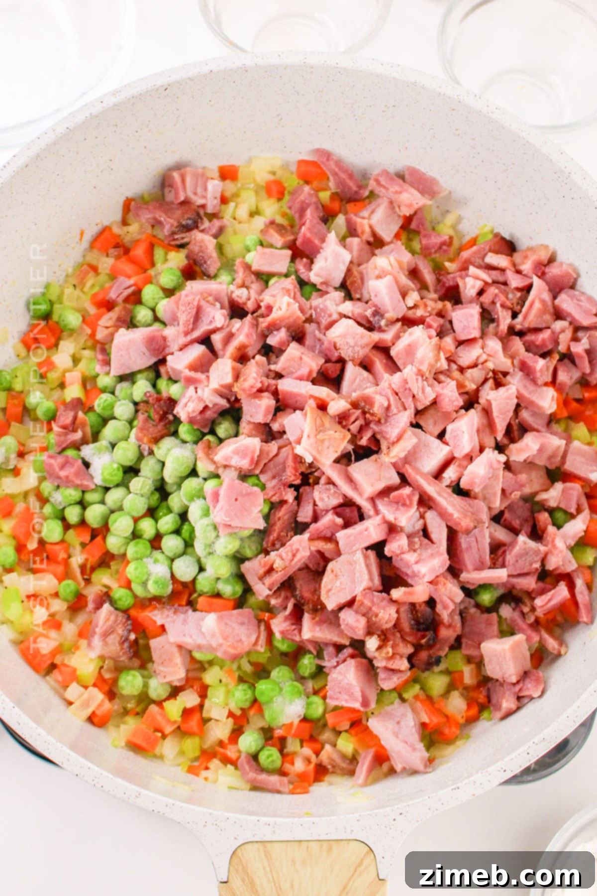 Making the creamy pie filling
