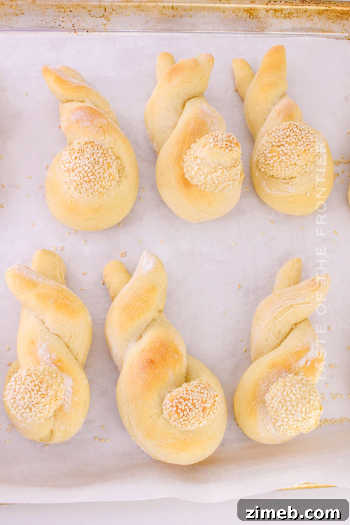 Rabbit Ear Buns 10 baked rolls for Easter, golden brown and delicious
