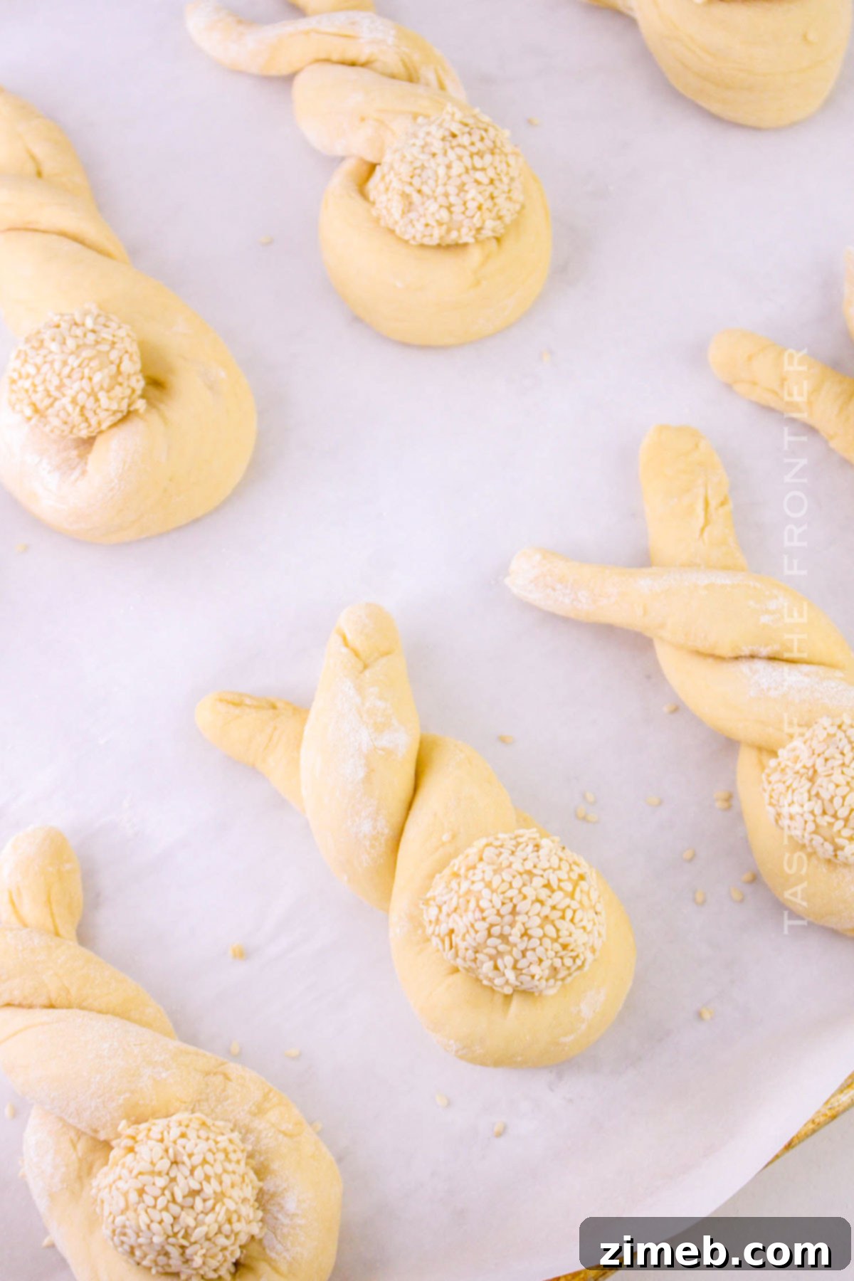 Rabbit Ear Buns 9 how to make Bunny Buns, showing finished shaped dough before baking