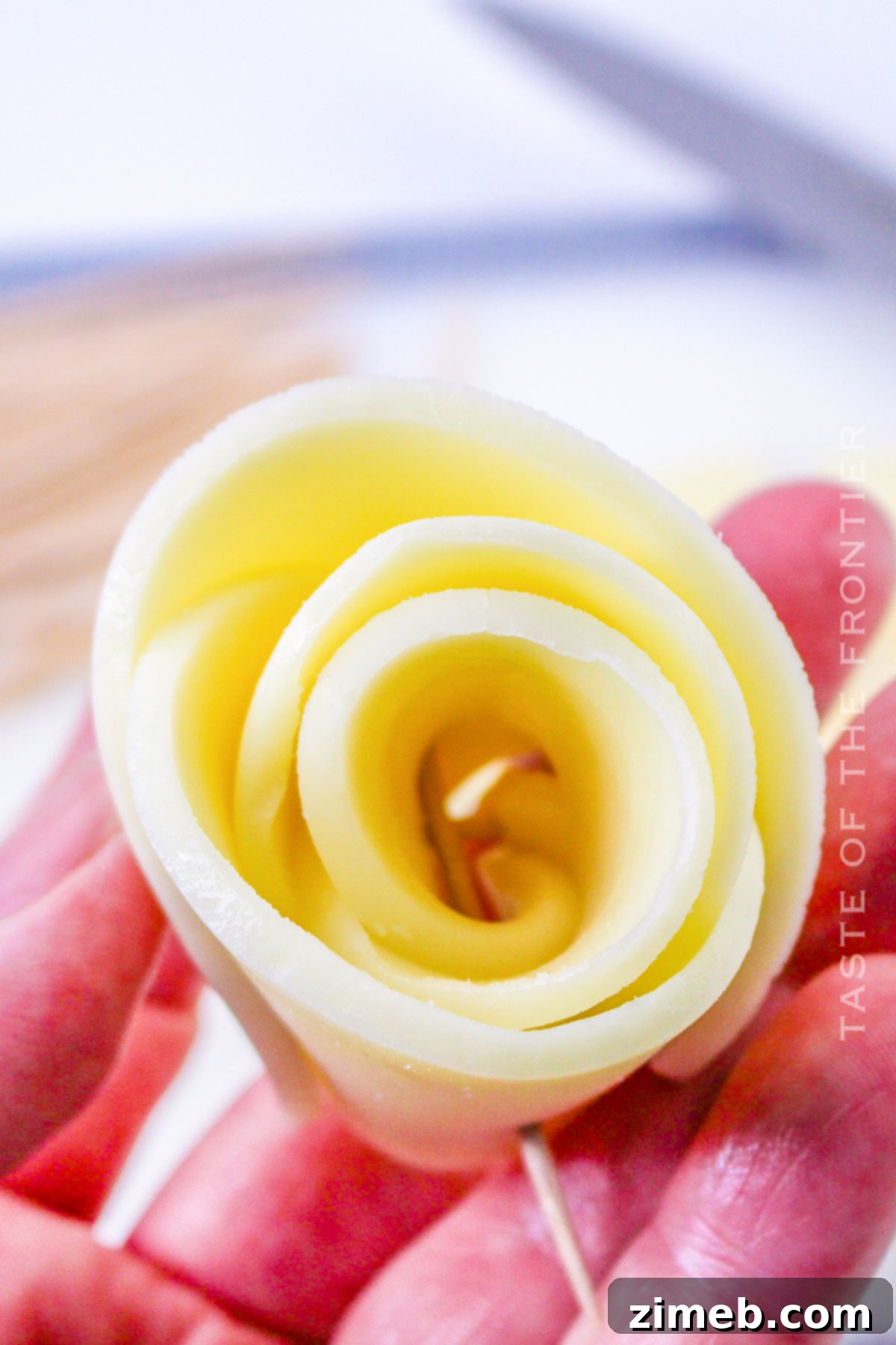 Spring Blossom Board 5 making roses out of cheese slices
