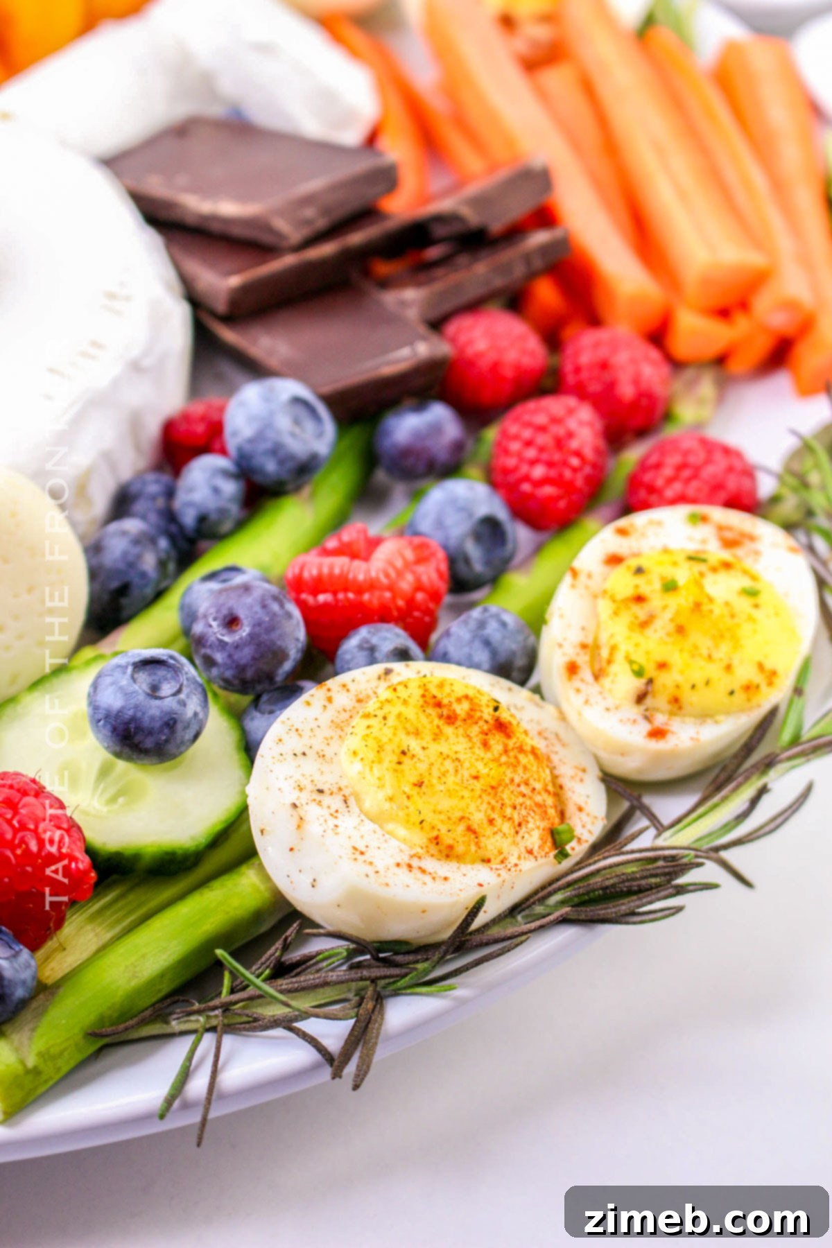 Hoppy Easter Graze Board 14 deviled eggs on the snack board