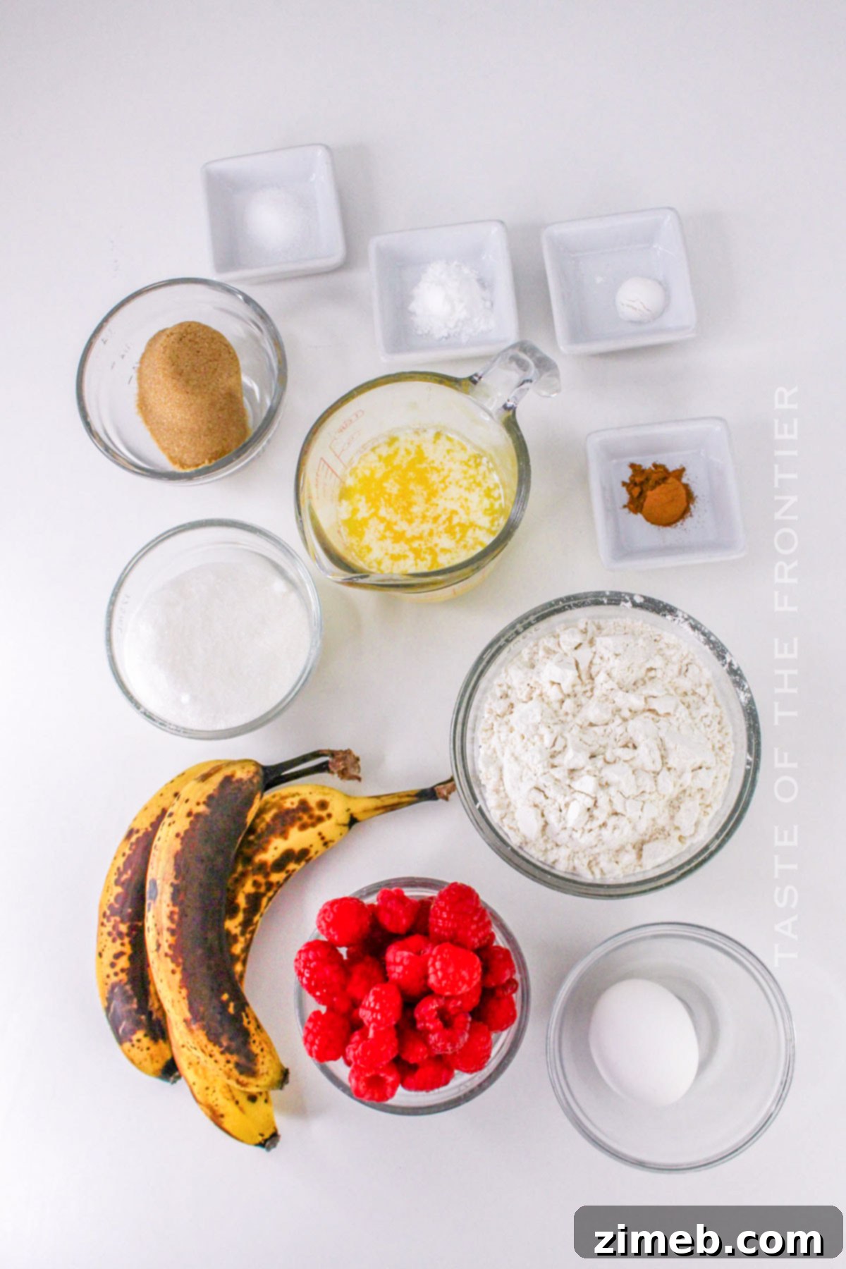 Ingredients for Banana Raspberry Muffins