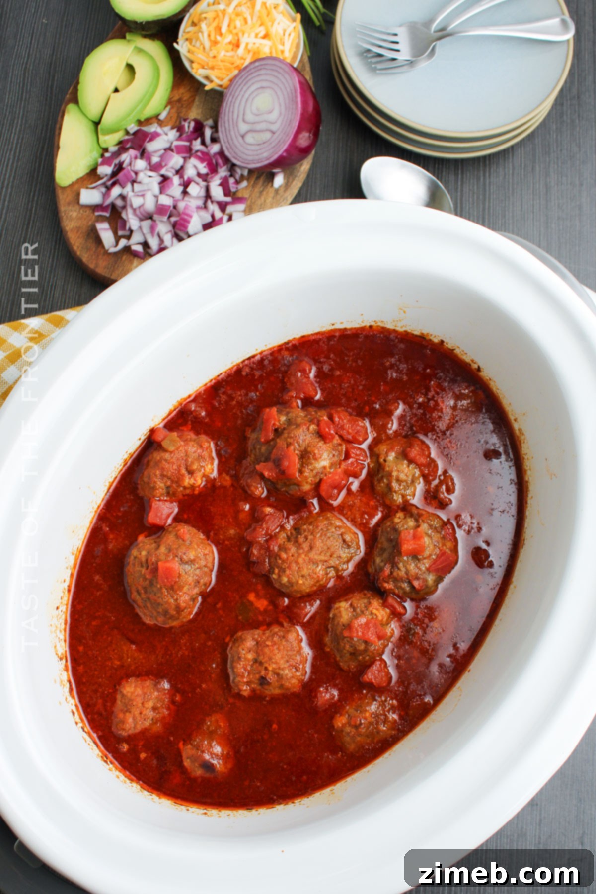 Fiesta Meatballs 14 meatball appetizer in the crockpot