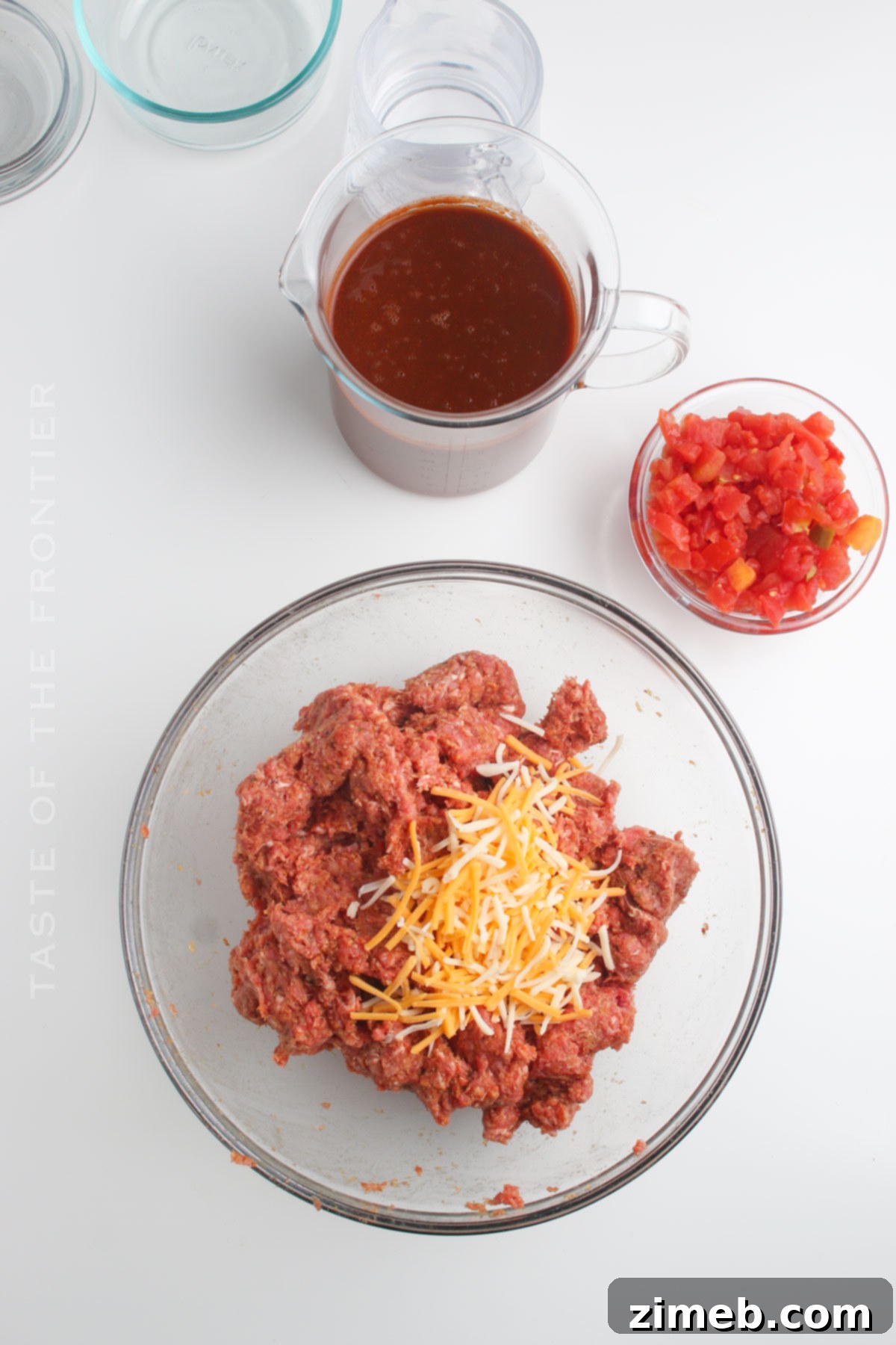 Fiesta Meatballs 6 mixing the beef and ingredients