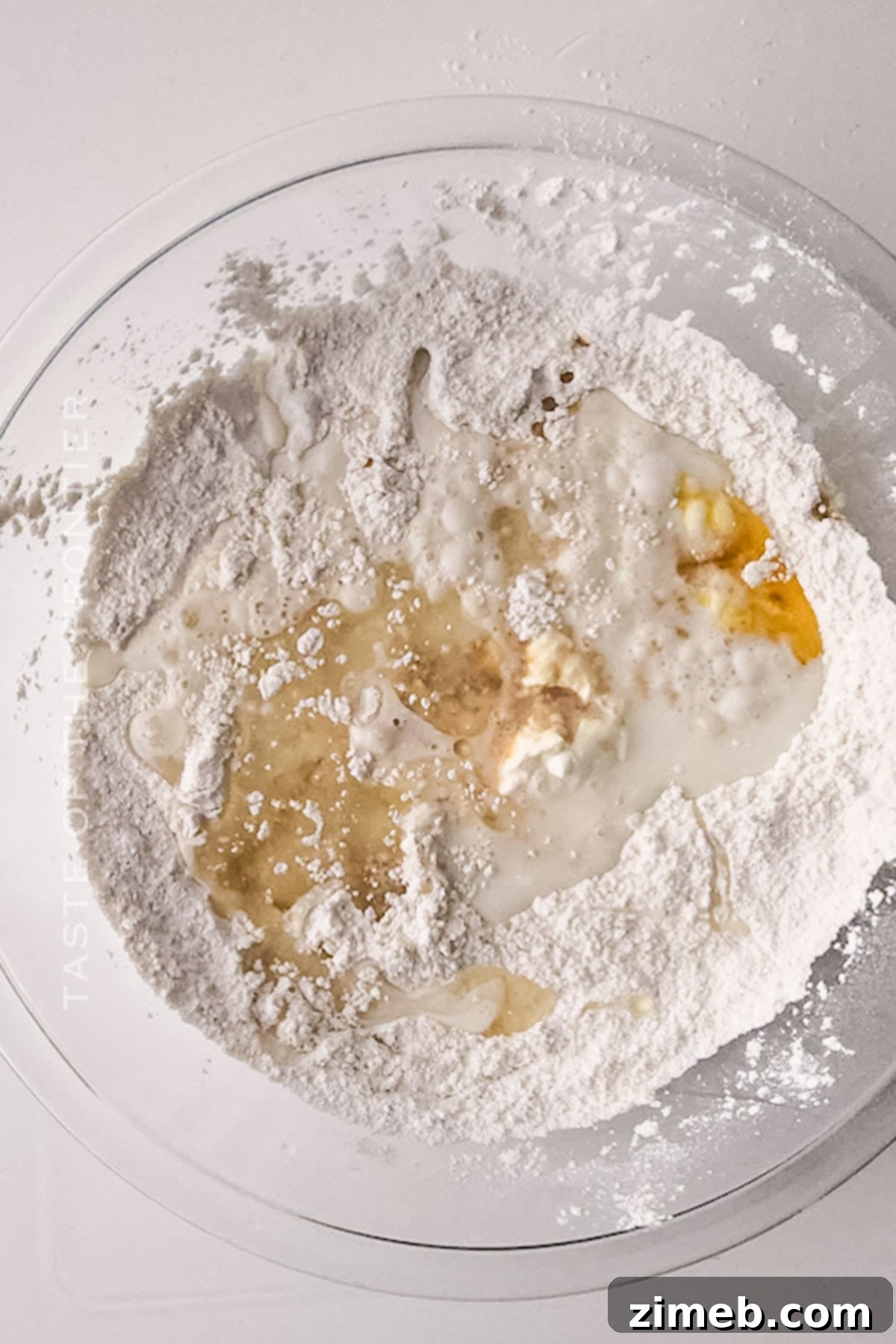 mixing the quick bread batter