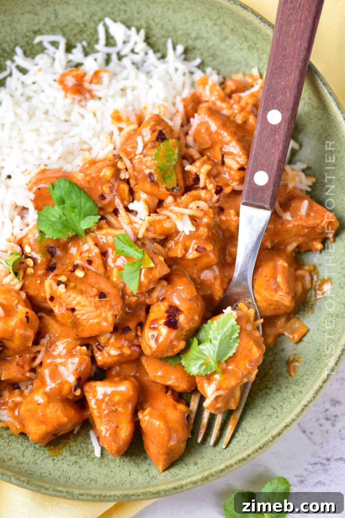 Serving Chicken Curry with Rice – a comforting and delicious meal idea.