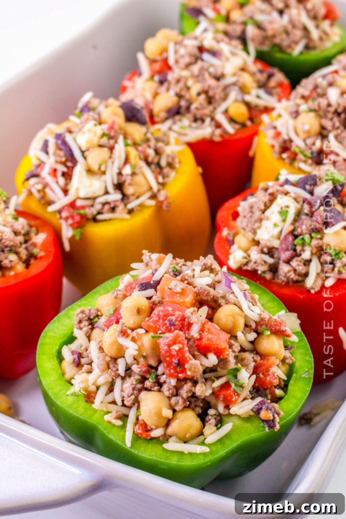 filled peppers ready to bake