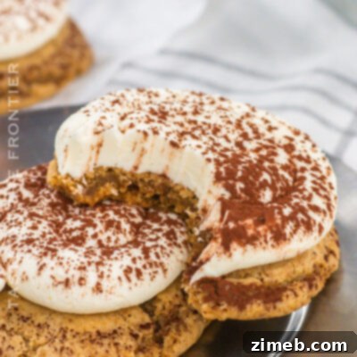 Delicious Tiramisu Cookies with creamy mascarpone frosting.