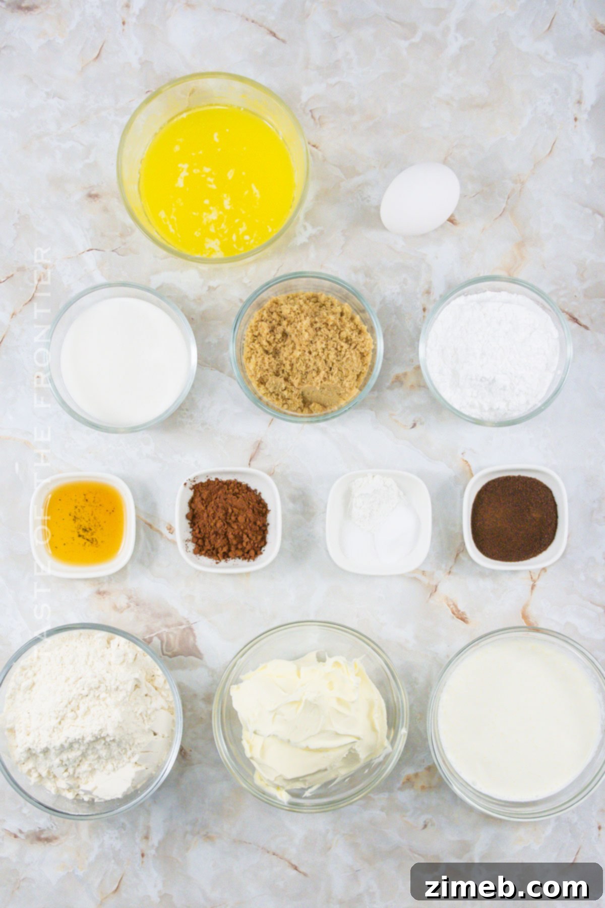 Key ingredients for Tiramisu Cookies including coffee, mascarpone, and cocoa.