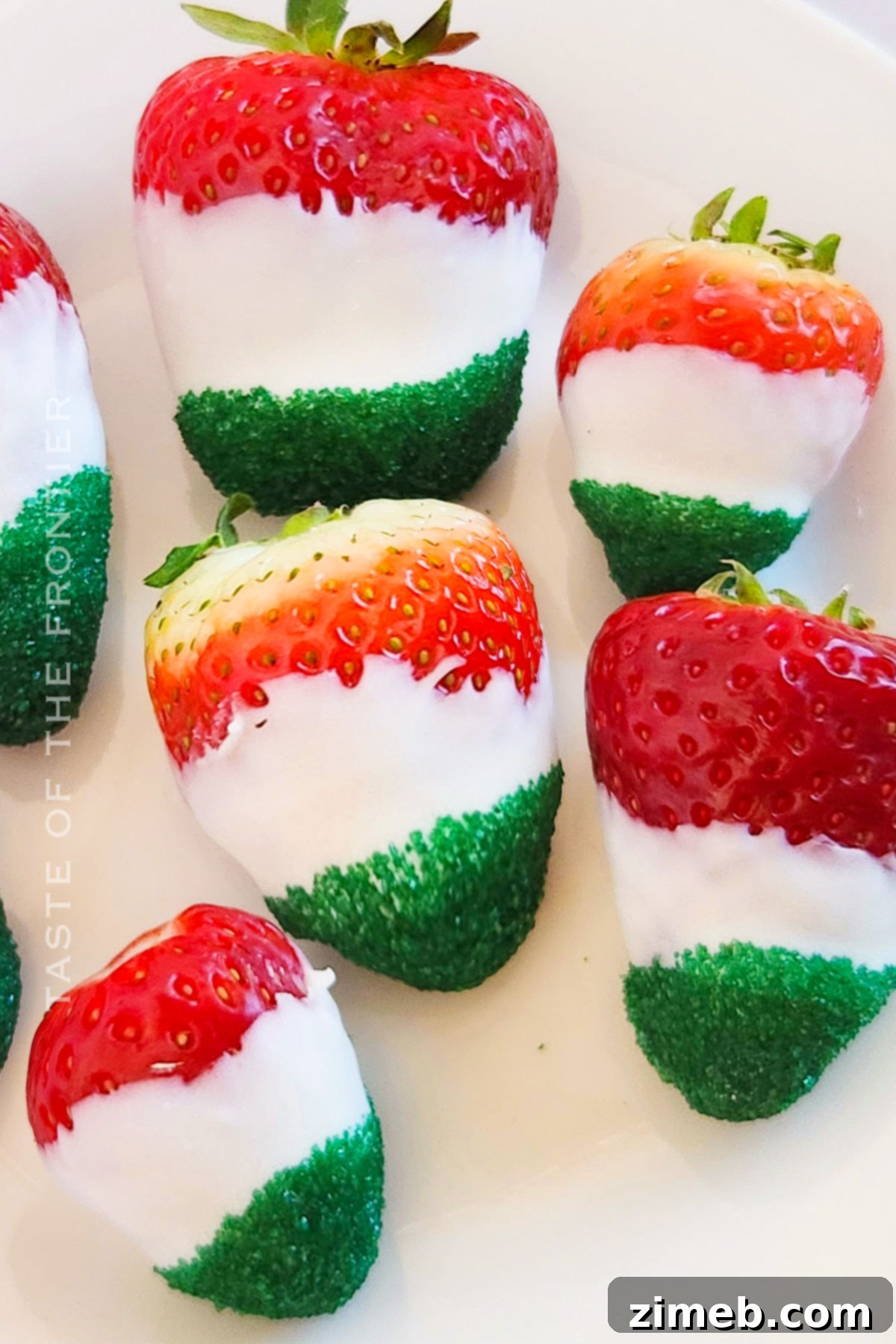 Cinco de Mayo Strawberry Fiesta 3 White chocolate-dipped fruit for Cinco de Mayo
