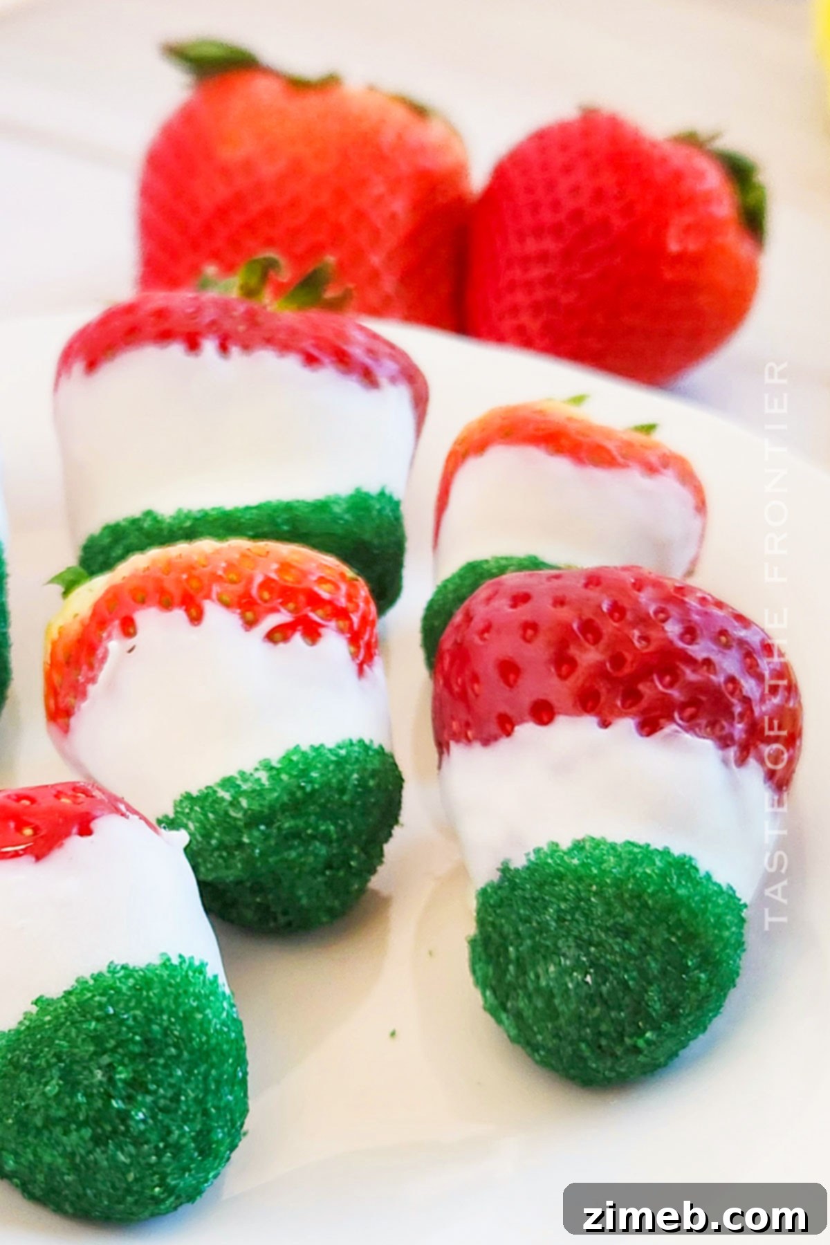 Cinco de Mayo Strawberry Fiesta 7 Strawberry and white chocolate dessert on a plate