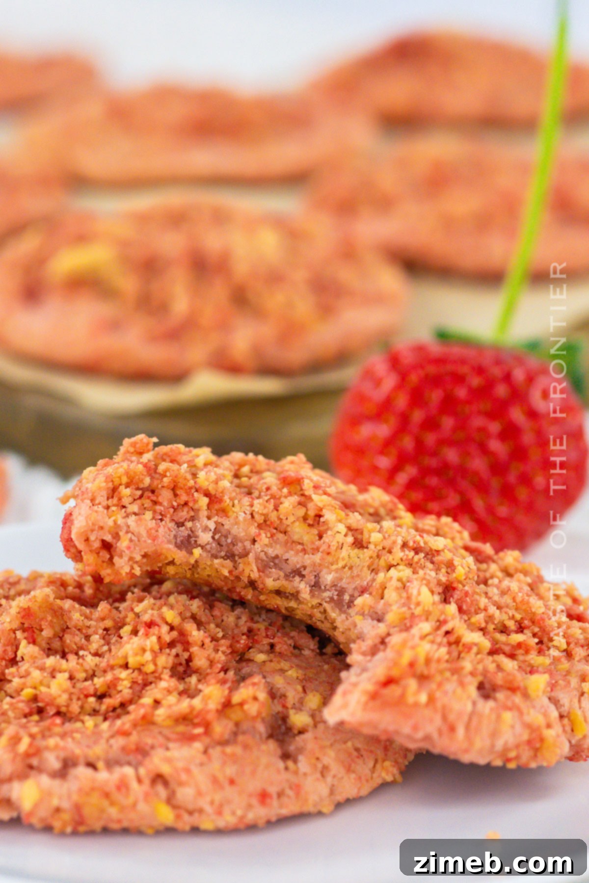 Close-up of a delicious strawberry and golden Oreo dessert
