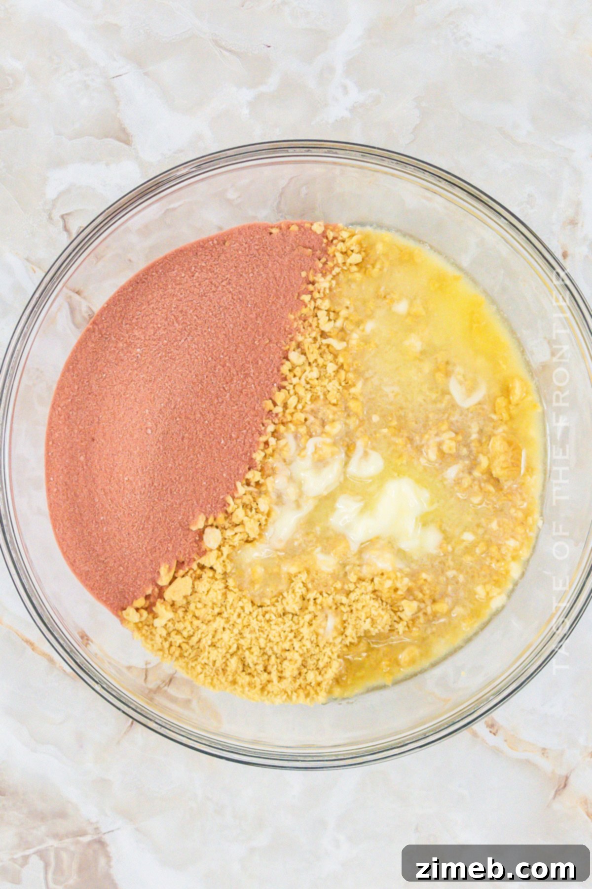 Crunch coating mixture for Strawberry Crunch Cookies