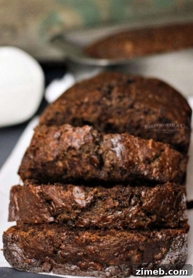 Velvet Zucchini Chocolate Loaf 6 Delicious chocolate zucchini bread with chocolate chips