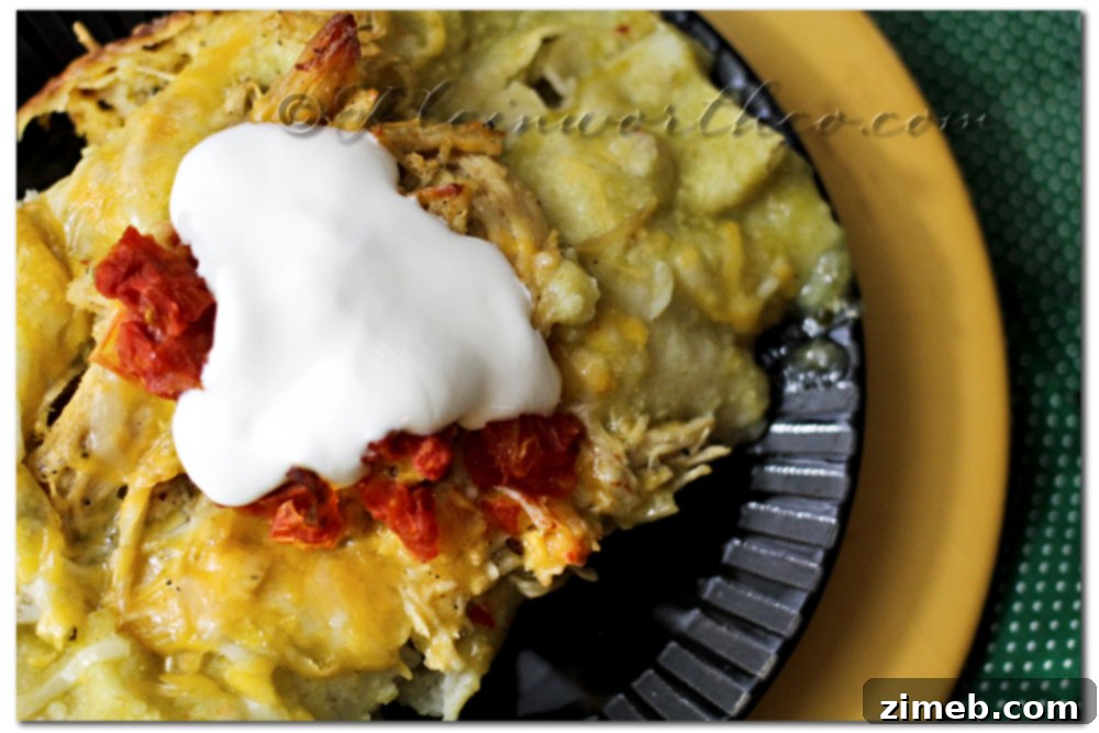 Serving dish filled with delicious chicken enchiladas topped with cheese and olives