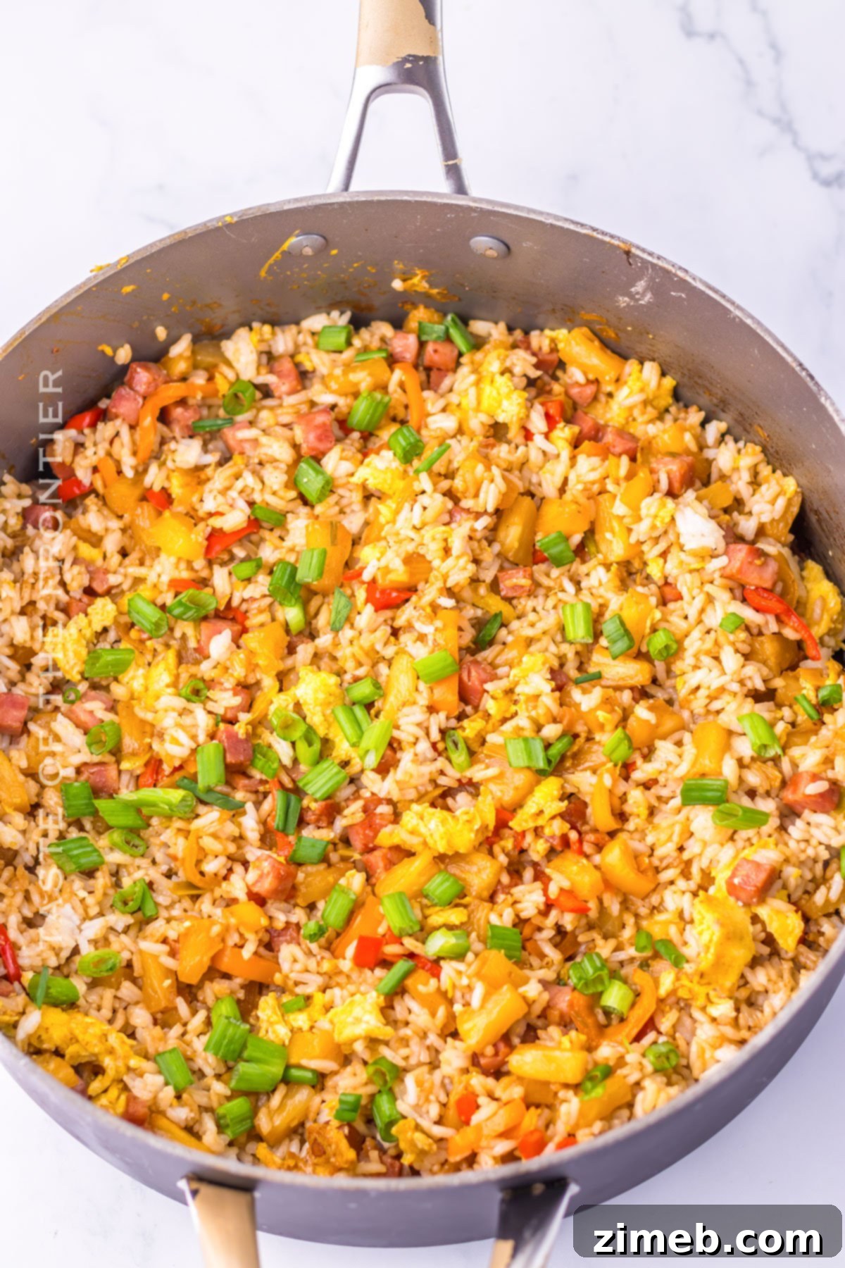 Aloha Fried Rice Bowl 6 Steps for making Hawaiian Fried Rice in a pan