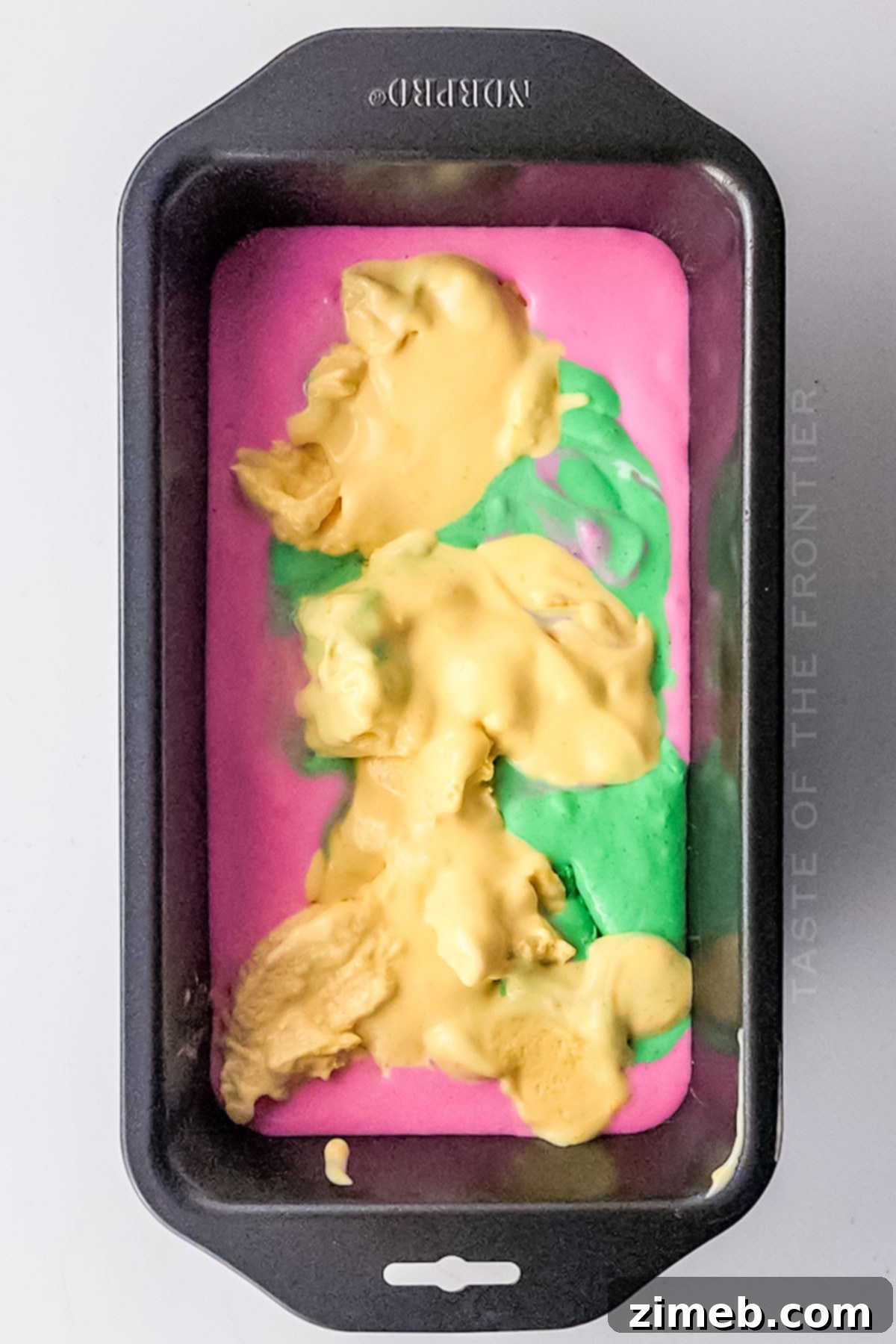 Delicious homemade Rainbow Sherbet ready to be scooped