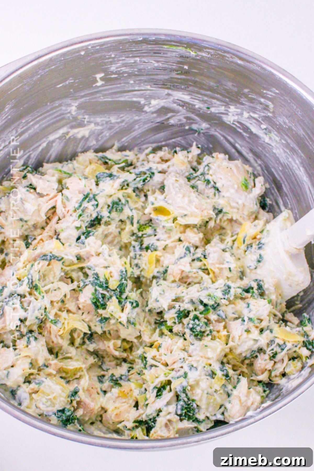Creamy Spinach Artichoke Chicken Casserole 7 casserole mixture