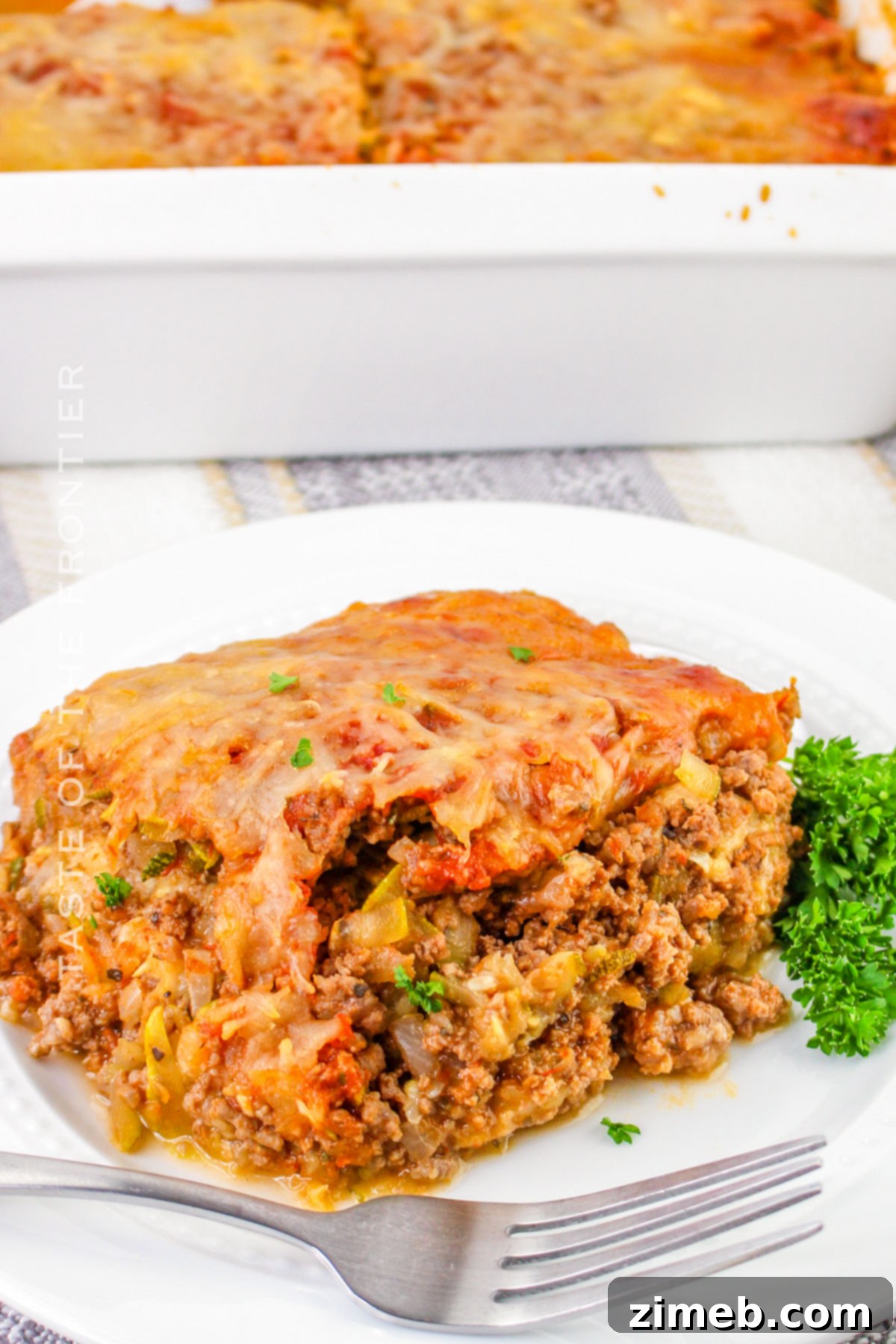 Hearty Zucchini Beef Bake 14 Zucchini casserole dinner served