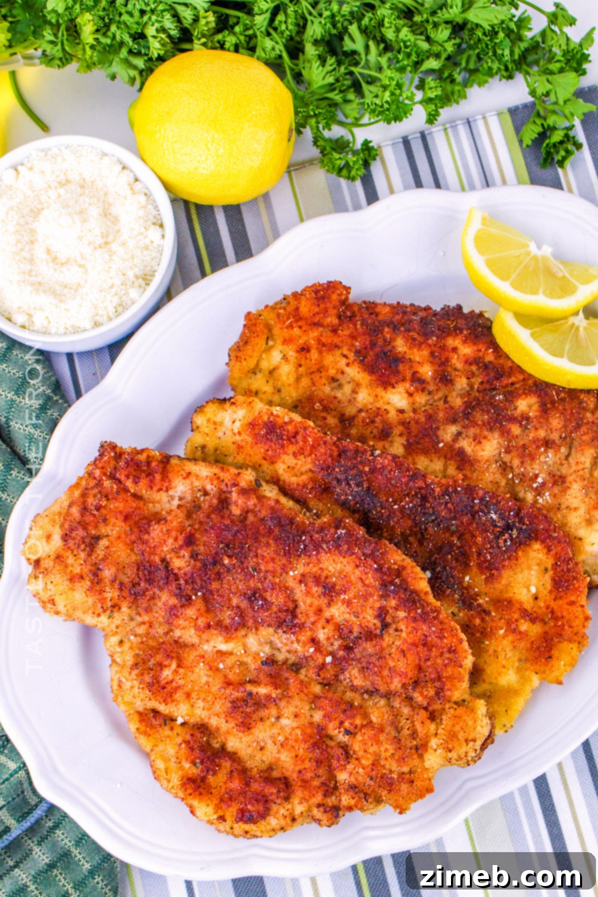Pan-fried stovetop chicken cutlets ready to serve
