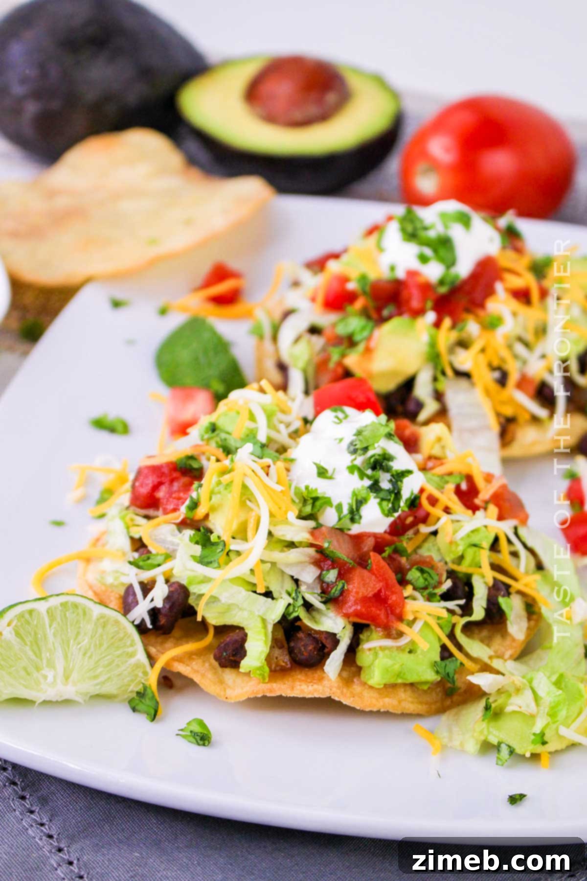 Ultimate Black Bean Tostadas 3 Quick and easy black bean dinner on a colorful plate