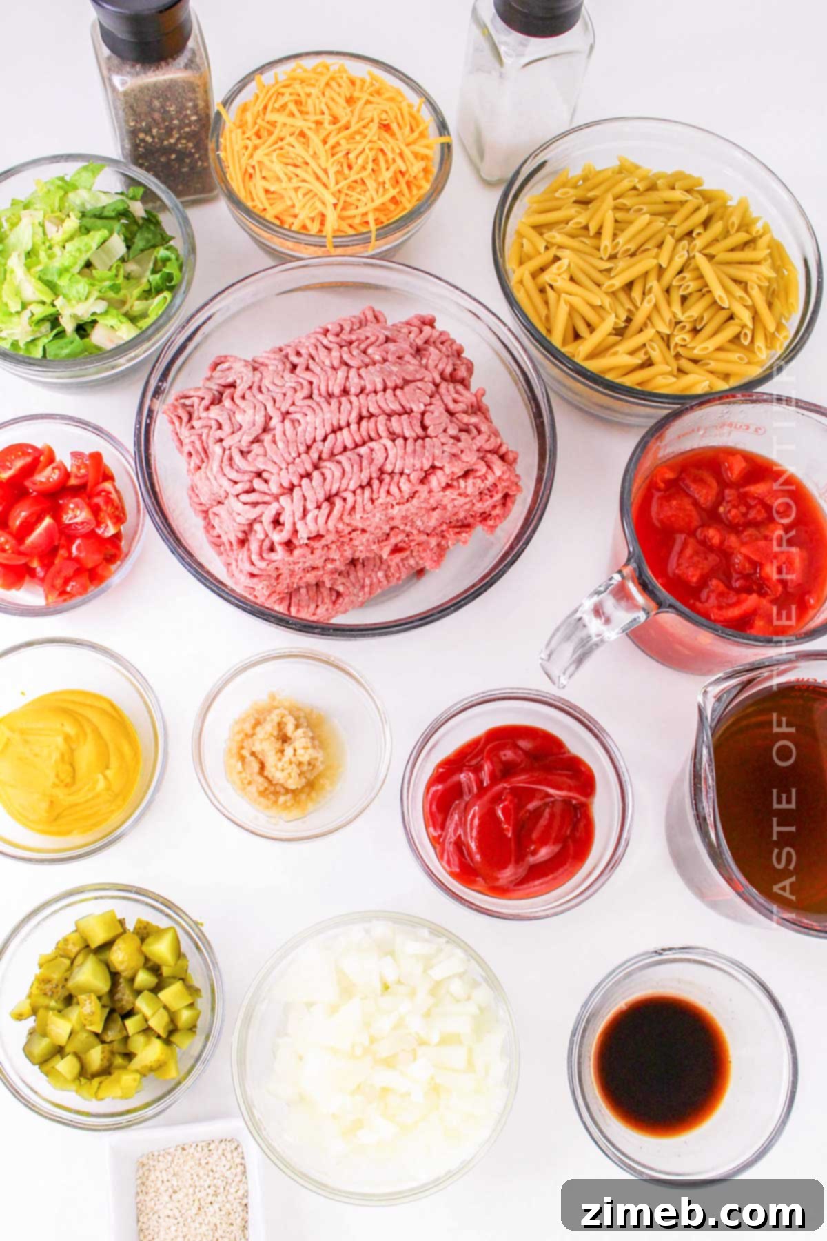 Ultimate Cheeseburger Macaroni 4 Cheeseburger Pasta ingredients