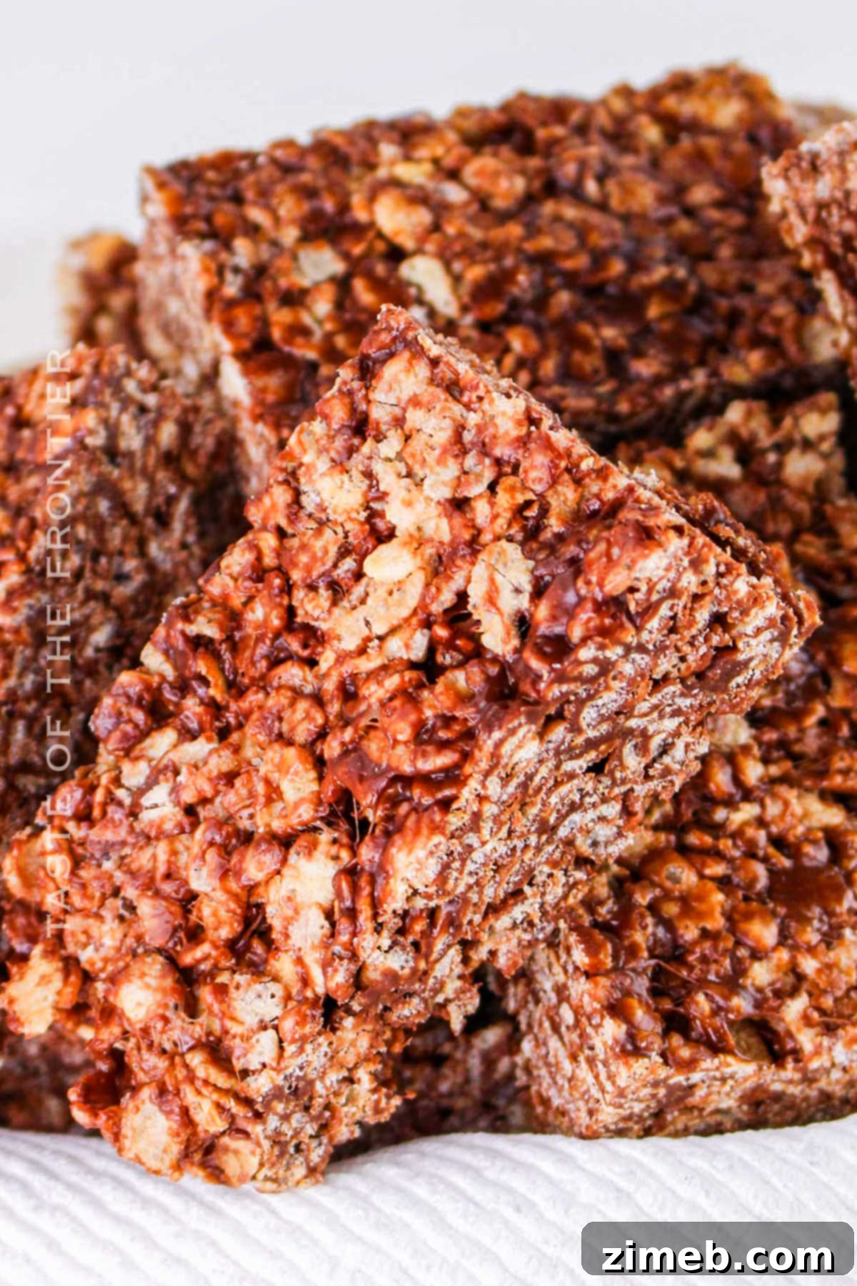 Chocolate Crispy Dream Bars 14 Chocolate Rice Krispies Squares, a delightful no-bake dessert bar.