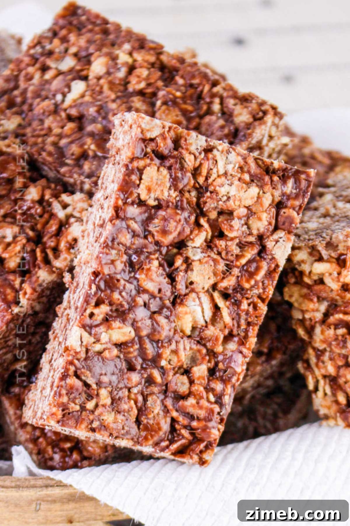 Chocolate Crispy Dream Bars 15 Finished Chocolate Rice Krispies Squares recipe, cut into perfect servings.