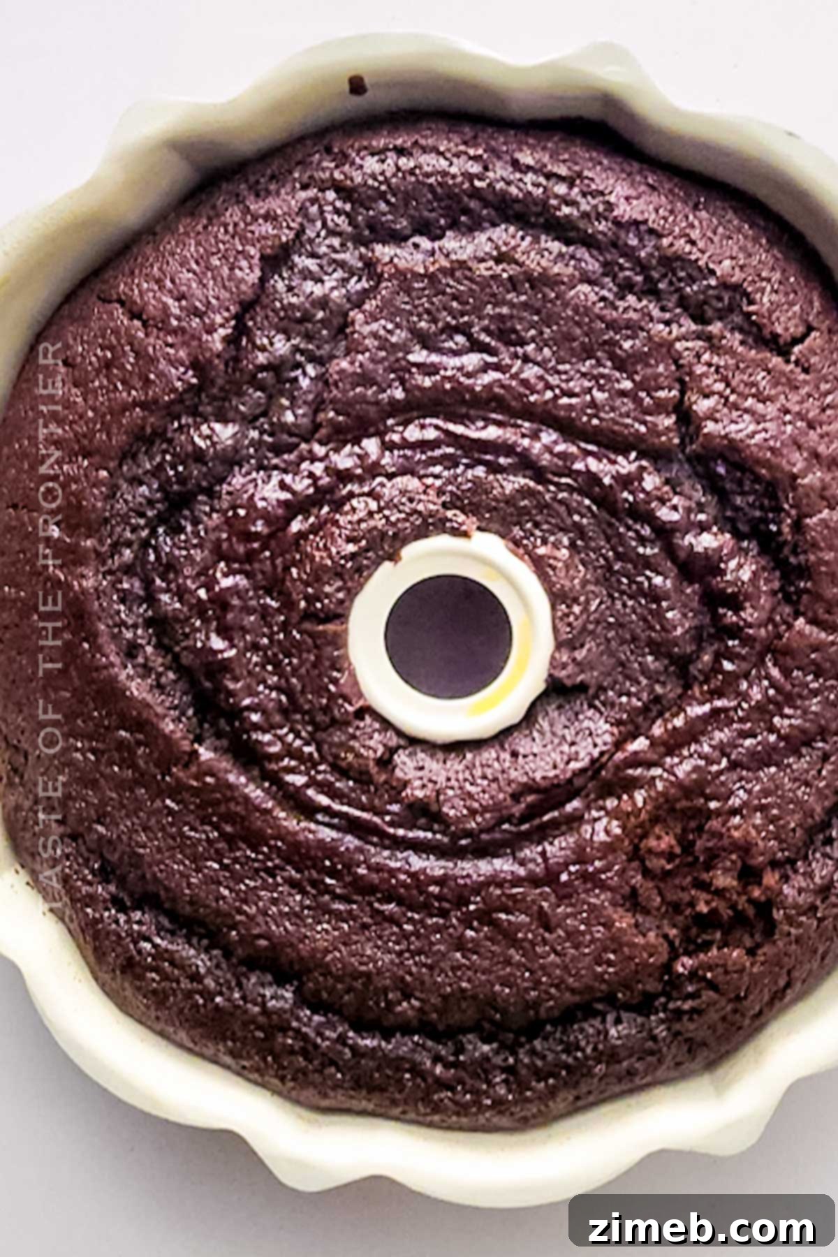 Decadent Molten Chocolate Bundt Cake 6 Baked chocolate bundt cake ready for ganache